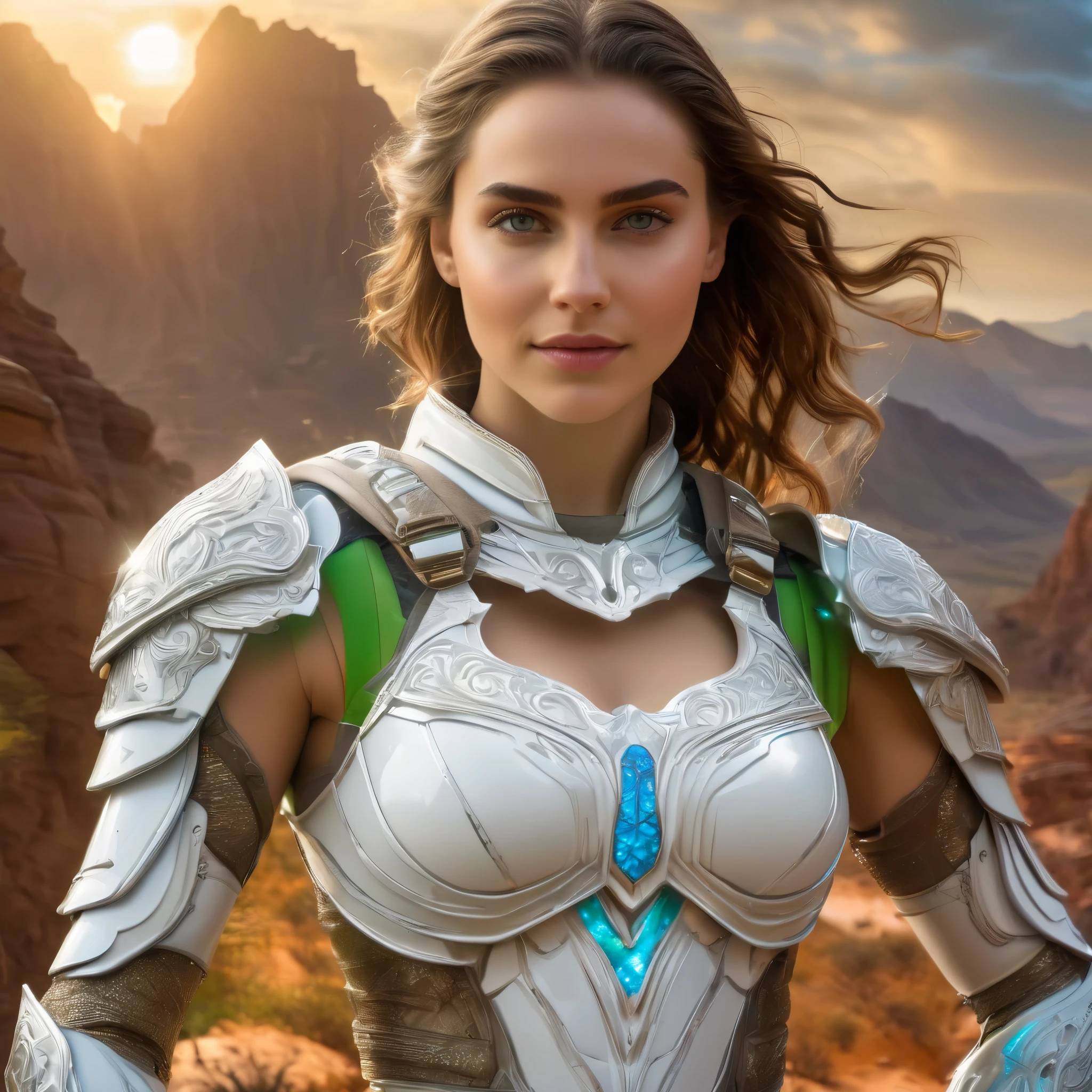 (best quality,4k,8k,highres,masterpiece:1.2),ultra-detailed,(realistic,photorealistic,photo-realistic:1.37),Official art, (1 beautiful teenage Italian girl:1.1), (wearing detailed white bodyarmor with beautiful fractal or marble design:1.3), (seductive smile:1.1), (captivating smile1.2), ((High quality)), ((Detailed)), ((Fantasy)), Blue Plasma Brain, Green Plasma Body, Vulgarity, beutiful breast, obscenity, (Lewd smile:1.2), coarse, Obscene, mean, (raunchy:1.2), (Immoral:1.2), Lachish, (small breasts with beautiful raised areolas:1.3), (Cameltoe), (Expression of ecstasy:1.2), (Incredibly beautiful nature background:1.6), (18 years old:1.5), (Sexy and glamorous:1.1), (A coquettish expression:1.1), (seductively smiling:1.1), (Full body), (erotic posing:1.5), (showing her armpit:1.4), Beautiful seductive face, Portrait, (Thick eyebrows:0.7), (detailed large iridescent eyes:1.4), Beautiful eyes with fine symmetry, Intimate face, (ultra detailed skin texture:1.1), pale skin, Perfect ???????, (Beautiful toned body:1.1), Hair Bow, (Moist skin:1.2), no makeup, dark circles, Focus Face, good-looking, (Emilia Clark:0.6) (Emma watson:0.3),(Jennifer Connelly:0.4), (sensual face:1.3), Elegant face, Dolce, (Around her neck is a simple necklace of exquisite workmanship), (Bioluminescence with brilliant brilliance:1.3), (Luminous magic circle:1.2), Shining majestic cloud masses and sky, lightning bolt, Epic Realistic, (Greg Rutkowski:0.2), (teal and orange:0.4), (Art Station:1.5), Cinematic, (nfsw:1.3), Hyper Detailed, natural Lighting, (Intricate details:1.1),