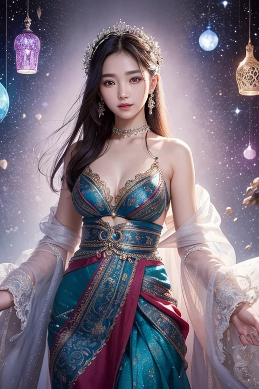 Picture an Asian girl, her beauty transcending the ordinary, enveloped in an aura of mystery that draws you in. With delicate features and an enigmatic smile, she exudes an otherworldly charm that intrigues and captivates. In the surreal backdrop of her world, she stands out like a gem amidst the ethereal landscape. Her eyes, deep pools of secrets and wisdom, reflect the mystique of her existence. Each glance from her holds a tale untold, a universe waiting to be explored. Her attire is a tapestry of colors and textures, blending seamlessly with the surreal surroundings. Flowing fabrics adorned with intricate patterns dance around her, echoing the rhythm of her enigmatic presence. Women are drawn to her not just for her outward beauty, but for the allure of the unknown that surrounds her. She embodies a sense of empowerment and inner strength, inspiring others to embrace their own uniqueness and embrace the mysteries that lie within