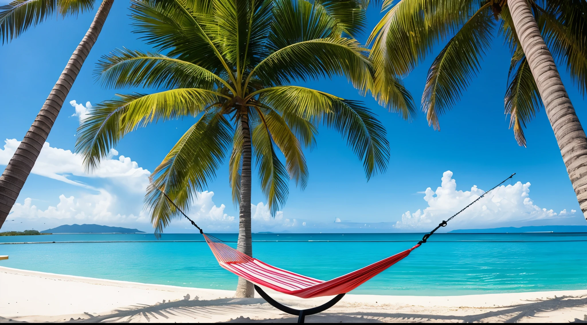 southland、resort、clear、beautiful sea、hammock、Palm tree