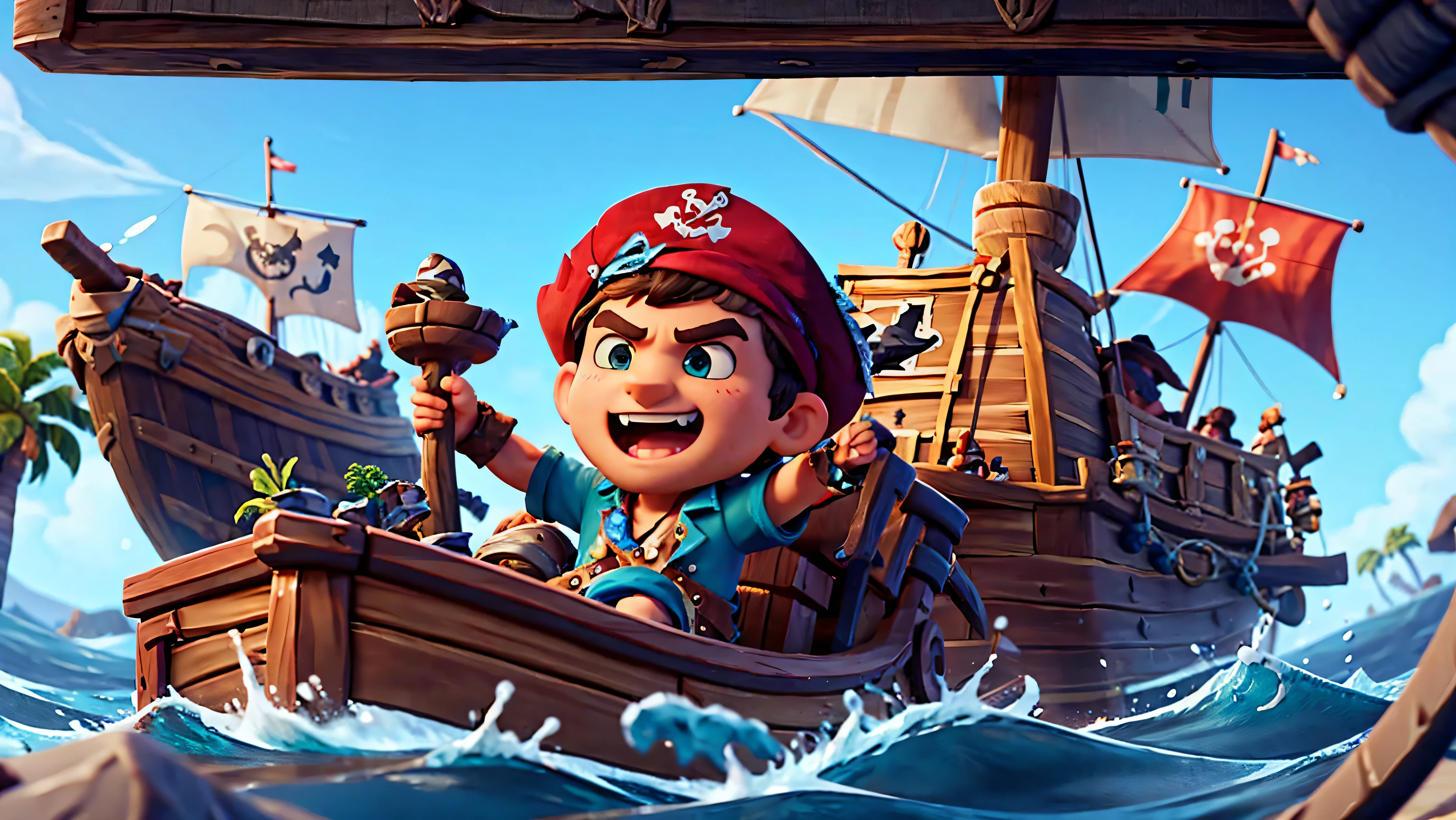 youtube banner for gaming channel contains sea of thieves , pirates man , and contains name "KudliS"