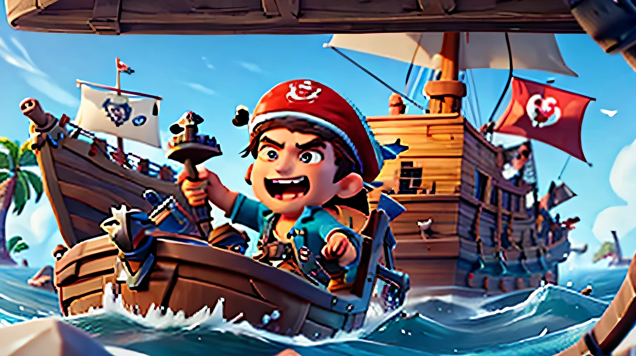 youtube banner for gaming channel contains sea of thieves , pirates man , and contains name "KudliS"