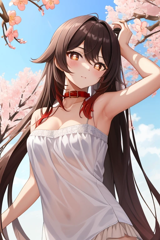 masterpiece、8K、Highest image quality、Super fine、highest quality、Reimu Hakurei、Hakureimu、Completely naked、big breasts、nipple、looking shy、Love juice is coming out from my pussy、black hair、red eyes、red ribbon、medium long hair、outdoor、blue sky、Clear skies、exposed、Completely naked体、sight、Front facing、upright、nude