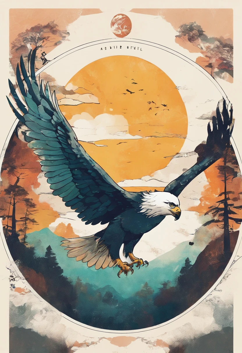 (best quality,8k,highres:1.2),dreamy studio ghibli style,2 flying eagles,2 ink painted,platform,circular
