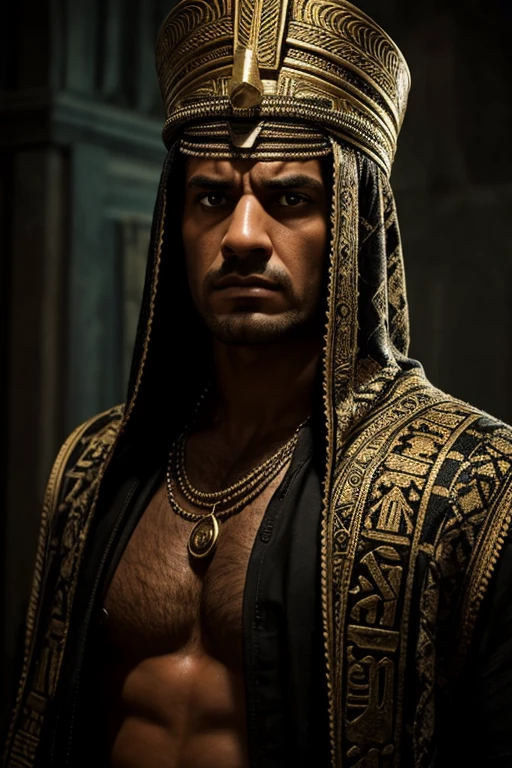 a portrait of an angry, egypt god, intricate outfit, epic realistic, kit, aesthetic, cinematic, insane details, hyperdetailed, dimmed colors, muted colors, film grainy, slate, lut, spooky, vignette, tomb inside, mugshot, art by rutkowski,