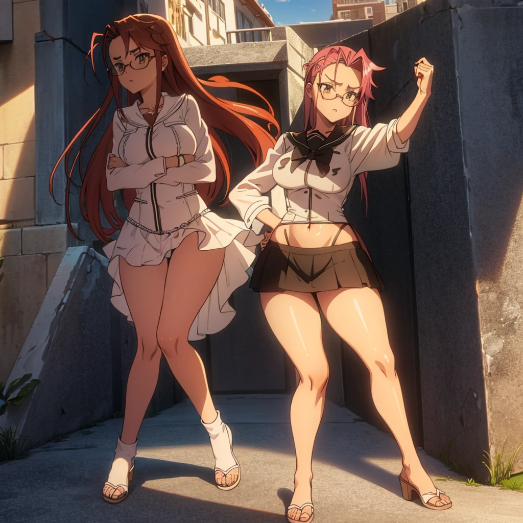 pechos grandes, coqueta, reveladora, cola de caballo, gran trasero, semidesnuda, pelo rosa, gafas, sexy, full body, Saya Takagi, boobjob