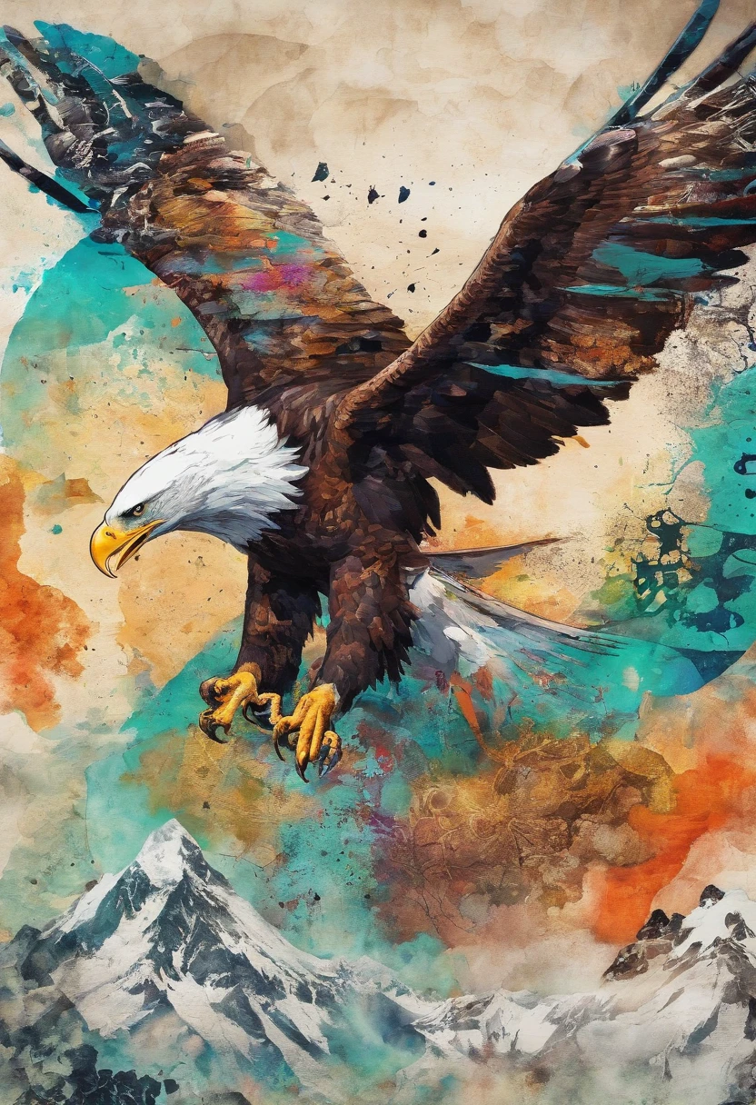  flying eagle ::2 colorful ink painting ::2 art fantasy