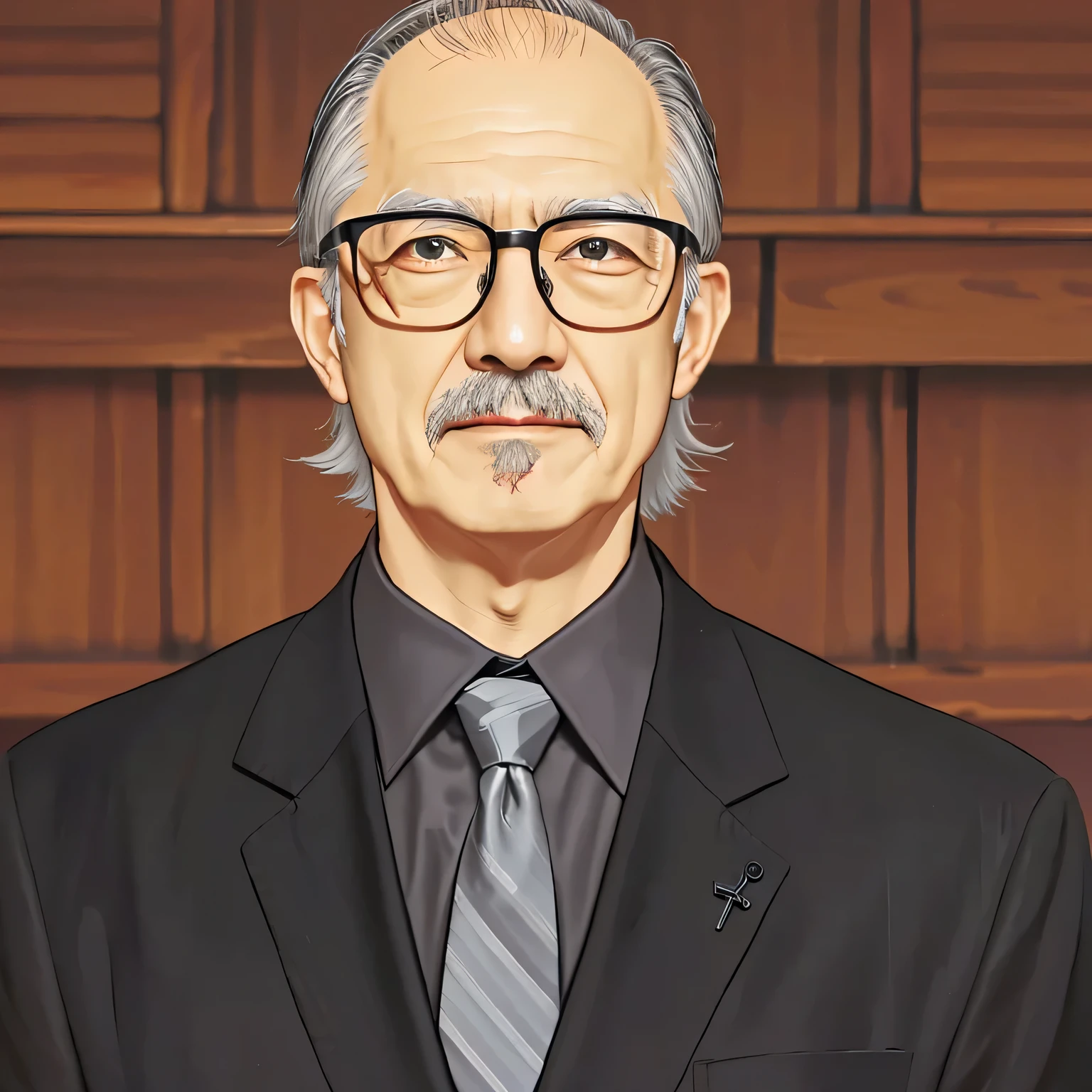 (an old man wearing a black suit and a grey tie, wearing glasses:1.1) realistic