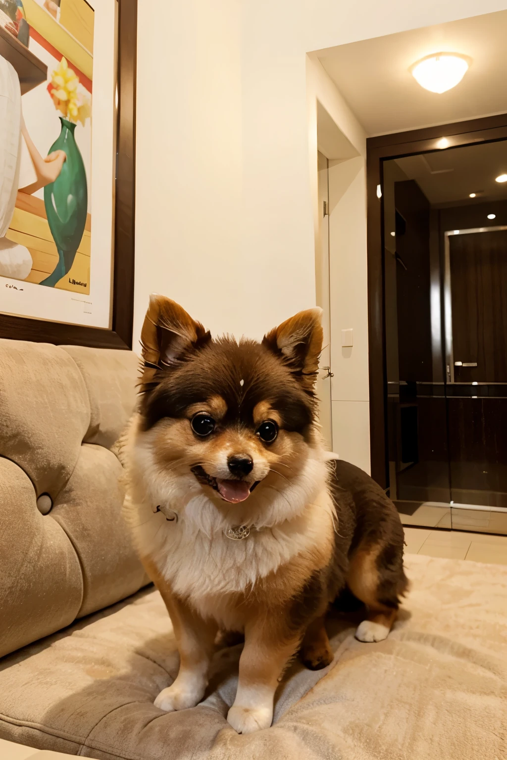 A Pomeranian in Dubai at home 
