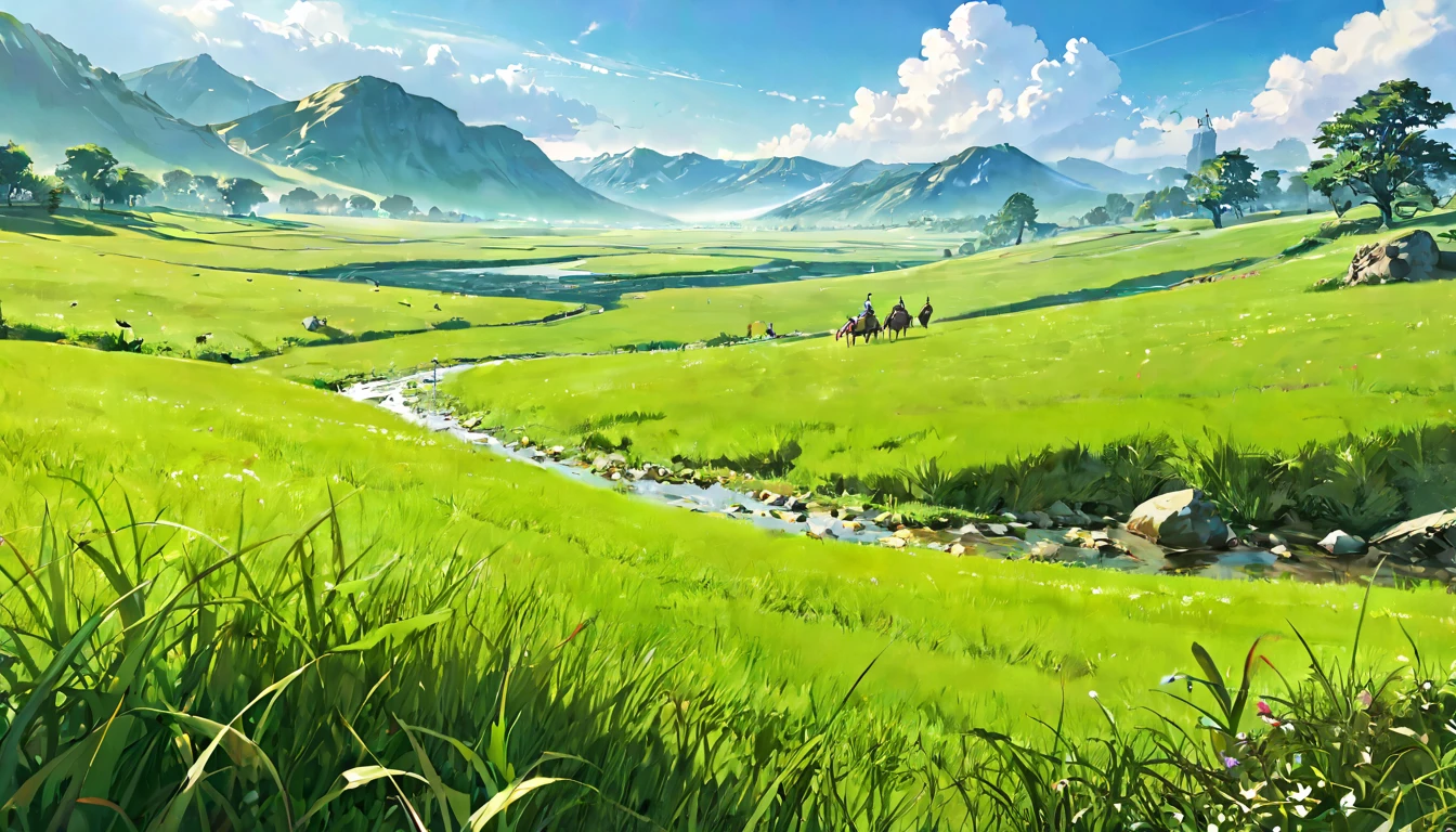 (masterpiece, best quality, very aesthetic, absurdres,general),grassland
morning