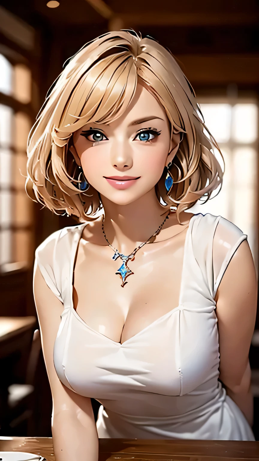 ((table top)), ((highest quality)), (Super detailed), ((cute)), cute, (Lovely), ((sexy)), (device), ((very detailed)), (detailed eye), (detailed facial features), (fine fingers), (Detailed clothing characteristics),4k, (8K), (beautiful), figure, dynamic angle, (Upper body:1.2), (has a wizard's wand:1.3), Knossos palace, evening, autumn, Beautiful woman, alone, Beautiful navy blue wizard dress, (She is wearing a skimpy wizard's dress:1.3), beautifulblonde, Fishtail Braid, beautiful blue eyes, ((beautiful eyes)), white teeth, saggy breasts, (hair ornaments:1.2), earrings, Bib Necklace, smile, Lens flare, shiny、((blonde)),
