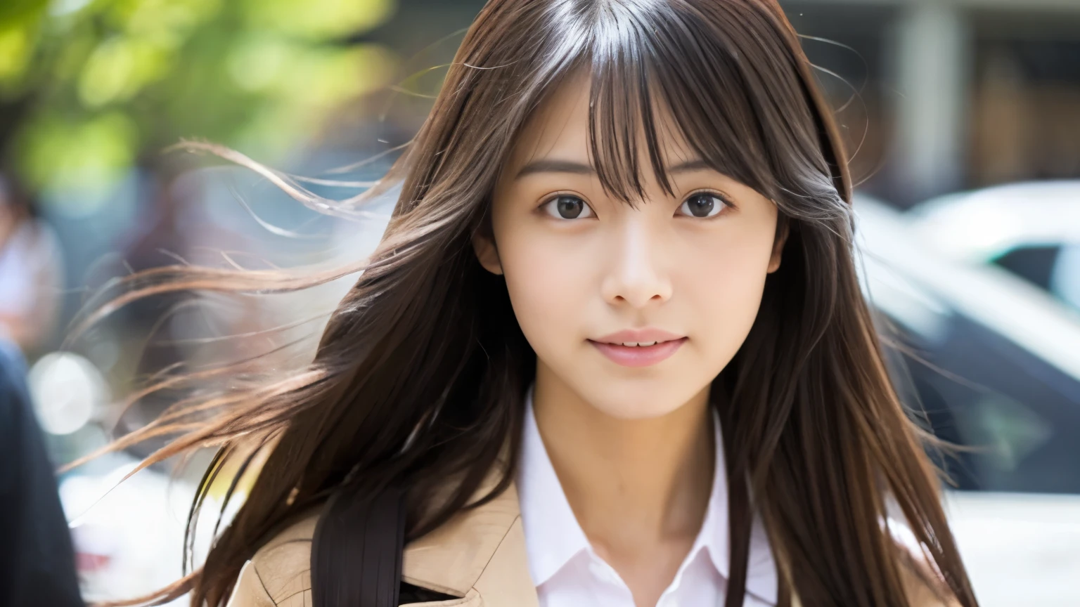 super high quality、natural brightness、日本の若いbeautiful girl、beautiful girl、Strong sadness、sit in a cafe、straight long hair、neat and clean clothes、beautiful skin quality