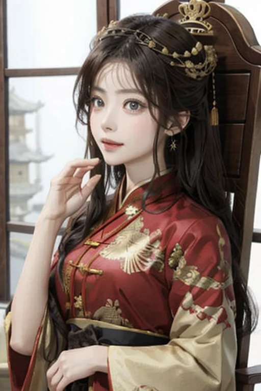 ((highest quality)), ((masterpiece)), (be familiar with), perfect face、perfect proportions、
Satomi Ishihara、ancient China衣装、luxurious ornaments、Red clothes、Queen、ancient China、palace、Crown、ancient China宮廷衣装、luxury accessories、Hanfu、ancient ChinaQueen、Benkan、Luxurious gold crown、ancient China、throne、Between the emperors、Elegant costumes、Hagoromo