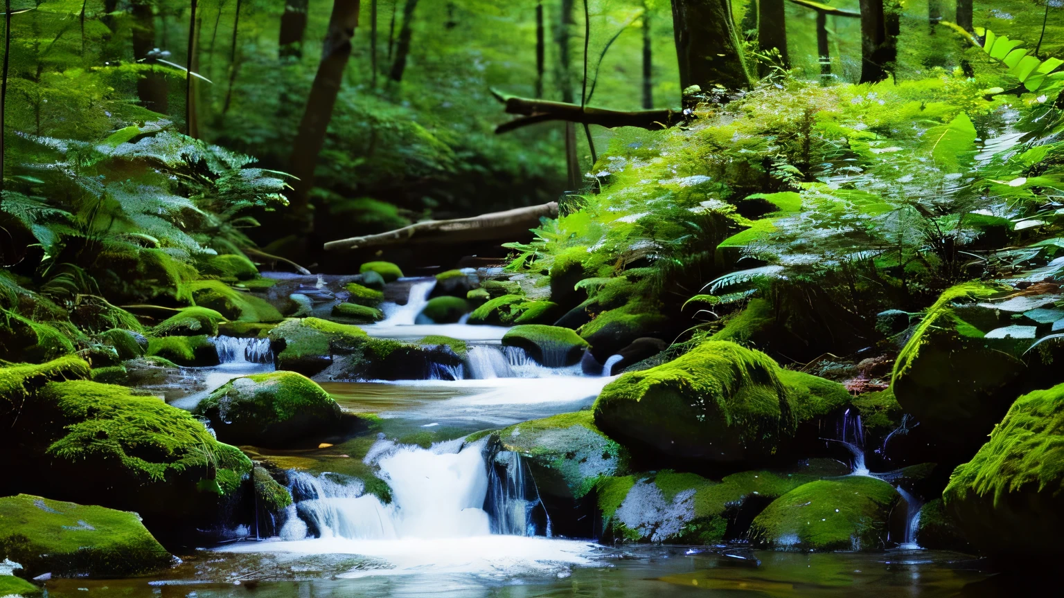 Forest, babbling brook, birdsong, healing, instrumental, high quality sound, 1/f fluctuation