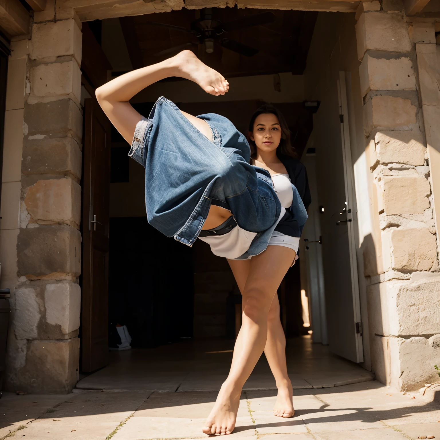 woman walking on her hands