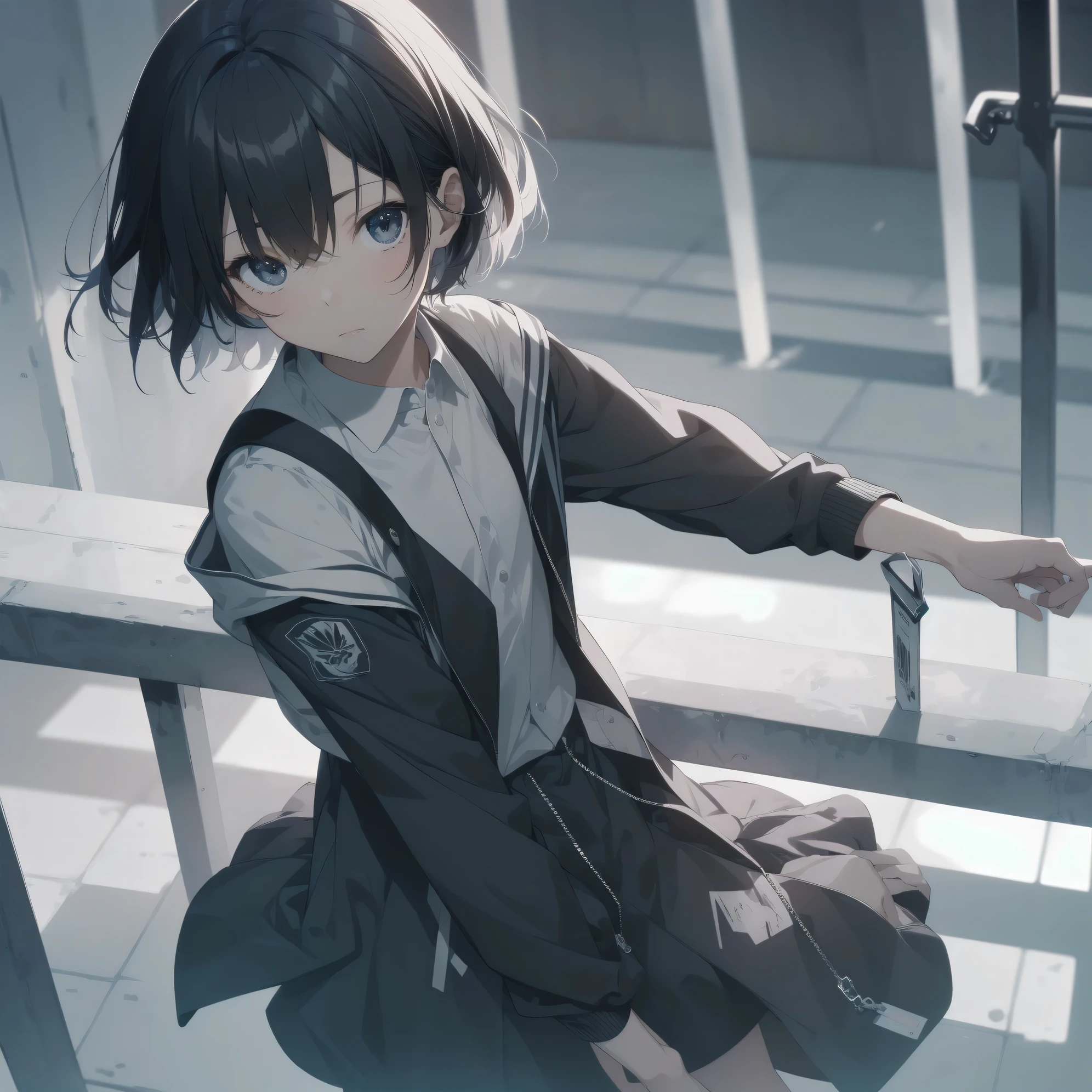 ultra-absurdres-Top quality by artist God, ultra-detailed, high resolution, anime moe artstyle, best anime 8k konachan wallpaper, pixiv contest winner, perfect anatomy,break, 1girl, (Please draw a girl walking sleepily to school alone. )break,(Solo,little female, 13-year-old:1.3),Full limbs, complete fingers,a junior high school student, (very short hair), short cut, flat chest, , small butt, small black eyes, beautiful detailed eyes, well-proportioned iris and pupils, expressive eyes, highres detailed hair, soft expression, school_uniform, official_alternate_costume, pleated skirt,(Detailed Lighting), (Detailed background), in the School commute route. break,super detailed skin, Best cinematic lighting powered by famous artist, 8k,beauty illustration,photoshop_(medium),very aesthetic,break,((artist:kouji_(campus_life) )), artist:akinashi yuu ,artist:oyari ashito ,artist:kantoku ,