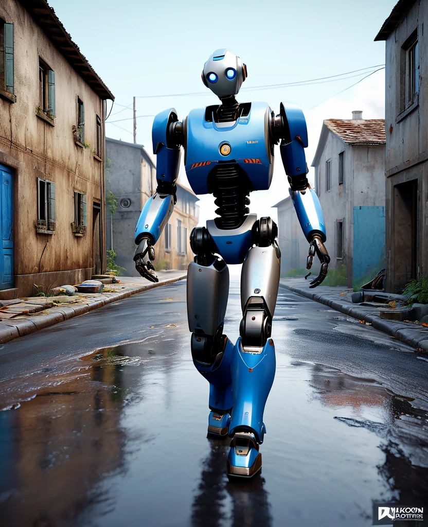 un robot humanoide, debout, marche, Face to the camera, et mesure la température, la pression, the light, humidity, sur une planète étrangère, in an abandoned town, photorealistic realism, chef-d&#39;photorealistic work, realism, realism, photorealistic realism, High contrast, photorealistic digital art trends in Artstation 8k HD detailed realistic, detailed, super detailed, realistic, armature, best quality, super high resolution, (realism: 1.4),, high resolution, detailed, Photo brute, Pointu, par Lee Jeffries Nikon D850 film stock photographie 4 Kodak Portra 400 appareil photo F1.6 lentilles Couleurs riches Textures réalistes ultra-réalistes Éclairage spectaculaire UnrealEngine ArtStation CineStill 800 tendance, Photo brute 8K, best quality, 