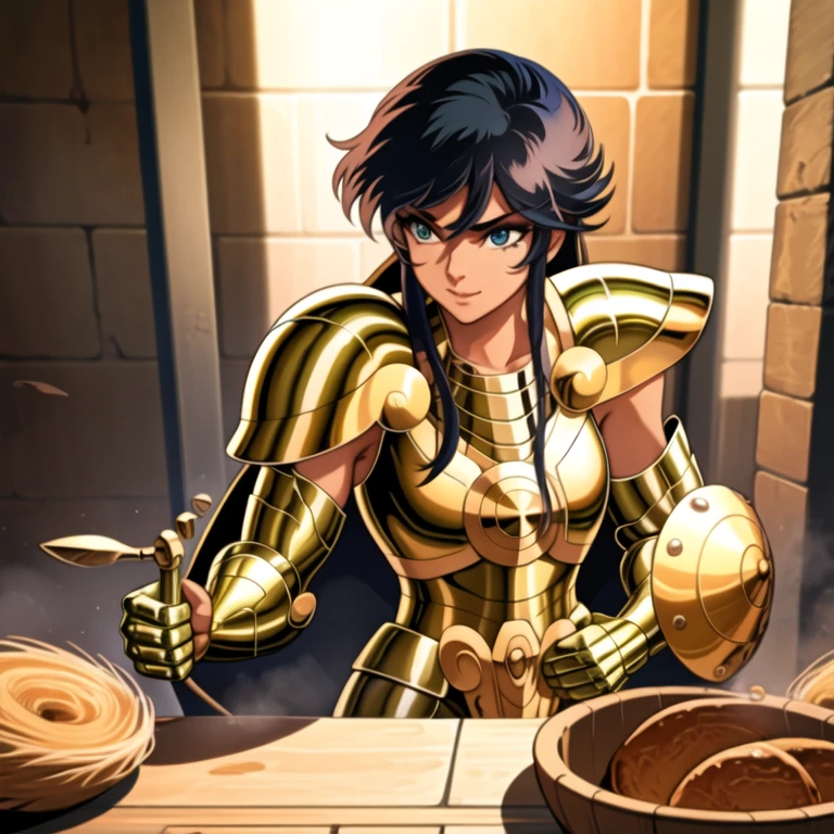chef-d'artwork, best quality, high resolution, 1 femme, yeux verts, damaged armor, Outside, topless