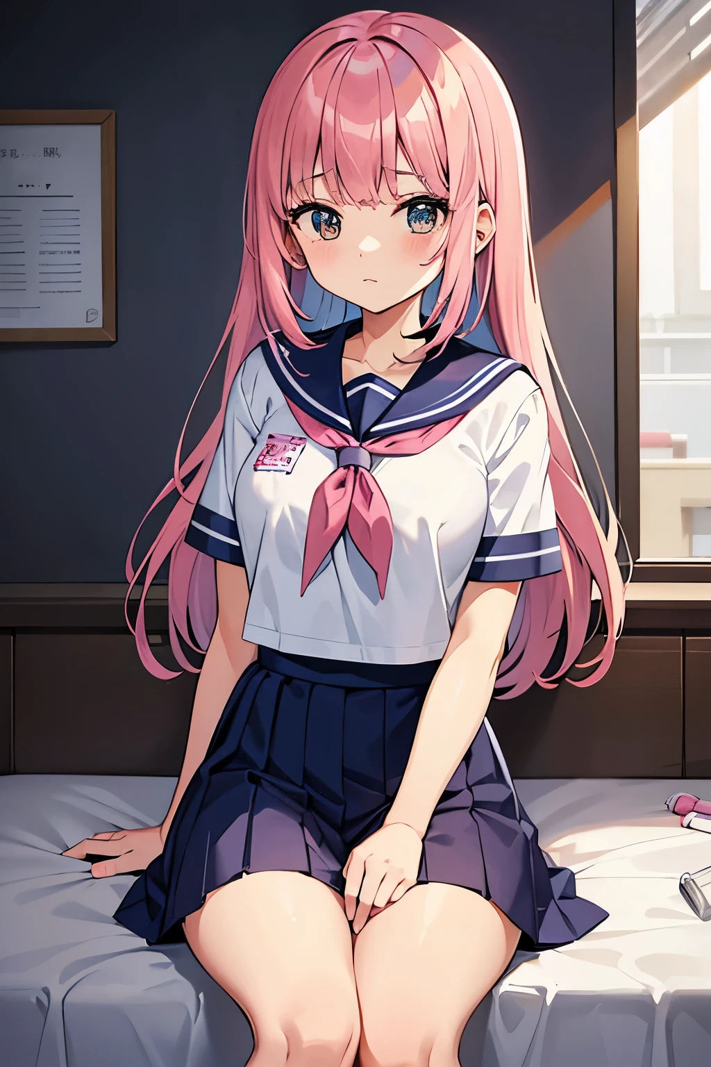 A pink-haired high school girl in a sailor uniform receives a vaccination、A man grabs your arm、Take the syringe and stick it into your upper arm.。.