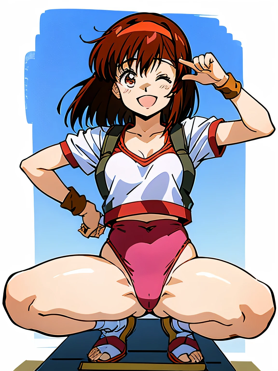 table top、masterpiece、highest quality、Beautiful woman、extraordinary beauty、(Gymnastics uniform style leotard)、gravure magazine、huge nippleedium cut、wearing a leotard, Anyway, smile, ager, open your mouth, Smile, alone, brown eyes, red noodles, (Brown hair), (medium hair), shine, shine light, super detailed, scenic, In the atmosphere(highest qualityofmasterpiece:1.4),accurate limbs,open your mouth,anime,Doujin illustration,character design diagram,three size:B80-W58-H83,Check out Pixiv of Trends,Aim for the top!,Noriko Takaya,Hot-blooded girl!!,bandana girl,Aim for the topofProtagonist,Gunbuster!,1 daughter, alone, head band,Wearing a bandanaして出力,Leotard underneath, Submission of, background, simple background, Trending on pixiv, bandana, brown eyes,Mikimoto Haruhiko style illustration,smile,Submission ofofレオタード,(red.9.Pink 1,)belly button,happiness,good impression,Nishishi,She seems like a cute little sister,Make cute gestures,Noriko Takaya,1 daughter, medium hair,brown hair,brown eyes ,Submission of,smile,red gymnastics, short hair, Wristband,bangs, cute face,open your mouth, hair band,Wearing a bandana,smile, , Gunbuster!,
of、Too cute smile、beautiful feet、1 person of female、Filled with Hearts、red noodles