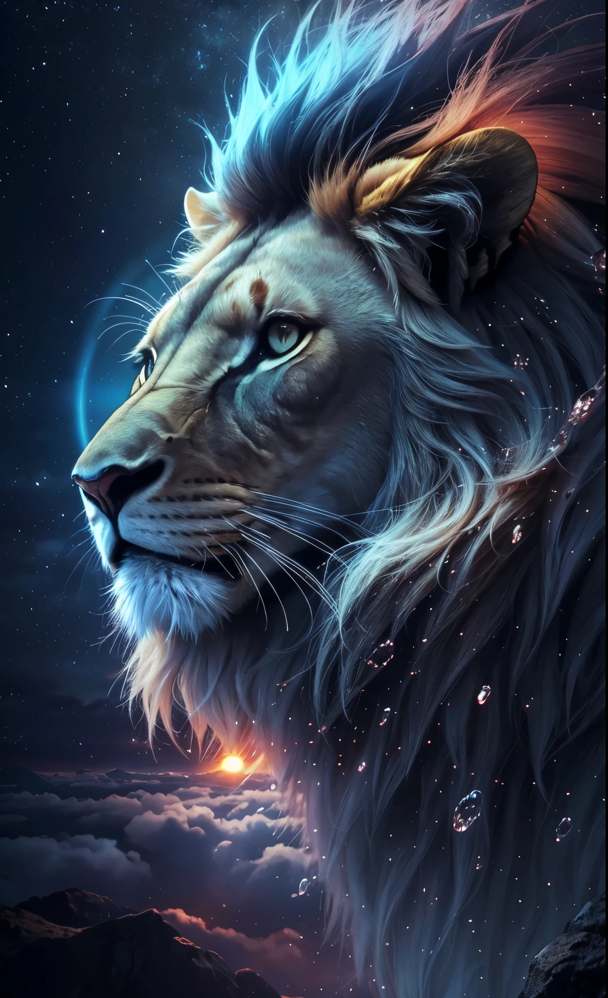 Lion, Divine Lion, naturais, Natureza, Linda, renderizado, fotorrealista, UltraHD, 4k, texturasdetalhadas, thunders, sombras detalhadas, cores detalhadas, por do sol, sol se pondo, Sunset, Natureza Linda, Great Divine, por do sol, contraste detalhado, contraste realista, high resolution, cores detalhadas, fogo, water, heavens, celestial, Detailed Realistic 16K, eletricidade, divina criatura, 8k, Detailed Realistic, 16K, 8K, HD, contraste detalhado, contraste realista, high resolution, cores detalhadas, fogo, eletricidade, divina criatura, 8k, Detailed Realistic, Elegante,