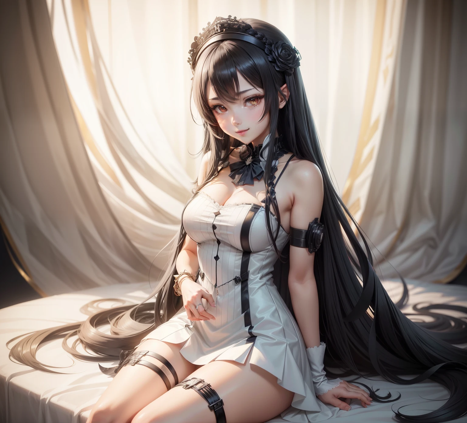 ((((Best Quality, 8K, 32K, masterpiece, 1.2)))),{{solo}},nsfw,{{{Artist: EUPHORIA's style}}},((perfect beautiful face:1.2)), in love hotel, wearing, idol dress, netorare, netorare face, spreading pussy with fingers, embarrassed, high quality of vagina, vivid pussy,((a lot of public hairs:1.1)),