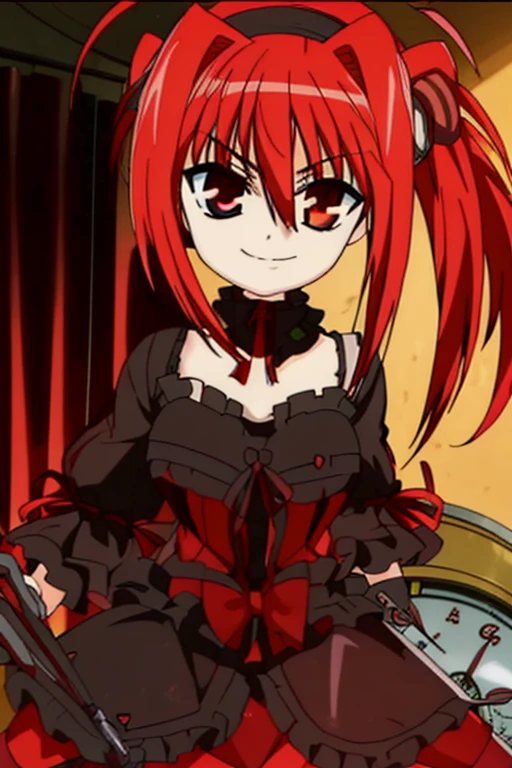 vita,kurumi.twin tails,Gothic Lolita,red ribbon,Red and Gold Odd Eye,Musket,anime,red hair
