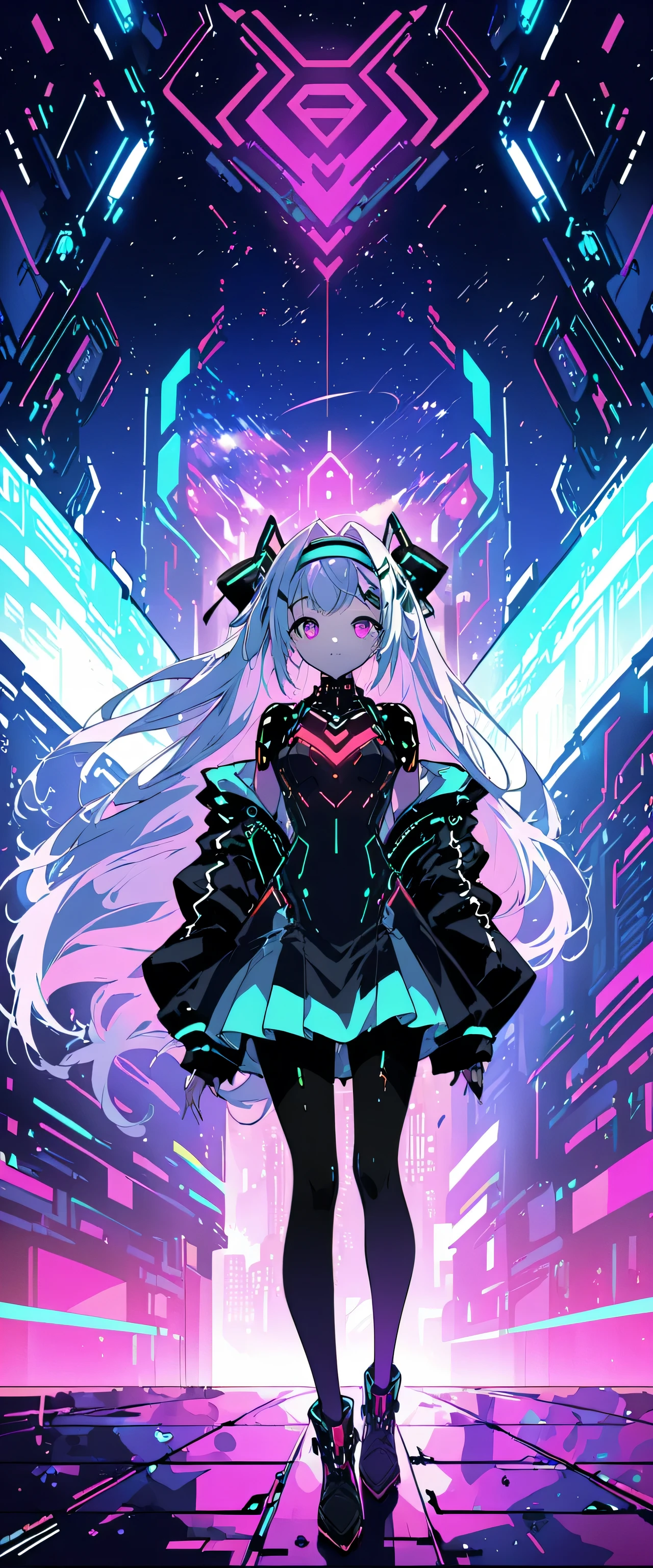 Anime girl wearing a dress and headband standing in front of a building, digital cyberpunk anime art, Digital Cyberpunk - Anime Art, anime cyberpunk art, cyberpunk anime girl, cyberpunk anime girl mech, anime style 4k, Best Anime 4K Kona-chan Wallpaper, cyber high school girl, cyberpunk anime art, portrait anime space cadet girl, future anime girl, Dreamy cyberpunk girl