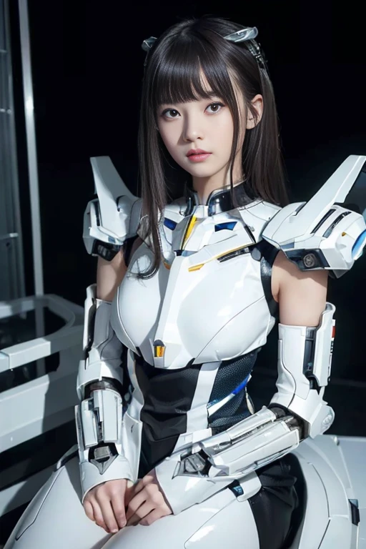 ((highest quality、8K、masterpiece:1.3))Wearing a silver-white mecha,girl with delicate face,best image quality,super transparent,The facial features are delicate and clear,Armageddon,machine arm,Intricate mechanical patterns,Cyberpunk characters、cyber city、people々number of、Number of pieces、total number、century、seat