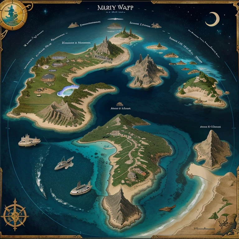 Fantasy world map with marine habitat, A3 size, modern look