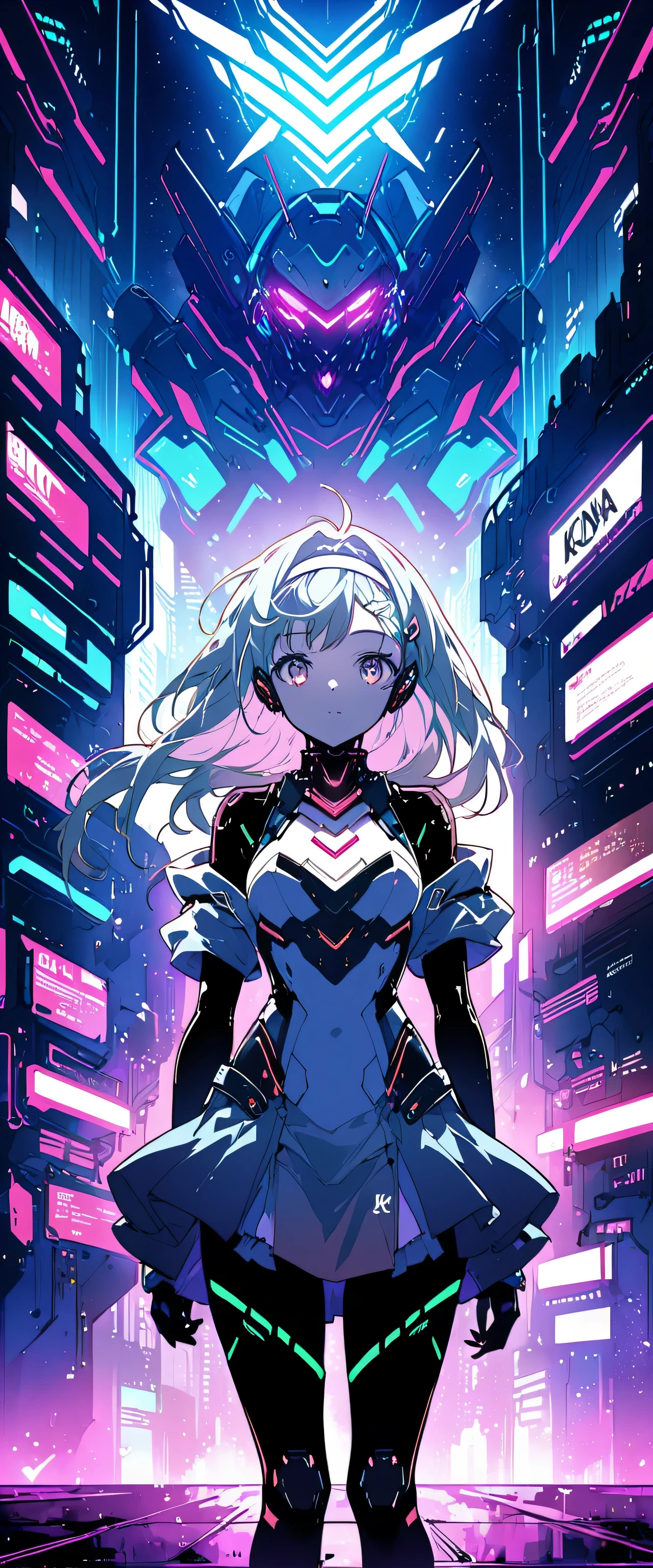Anime girl wearing a dress and headband standing in front of a building, digital cyberpunk anime art, Digital Cyberpunk - Anime Art, anime cyberpunk art, cyberpunk anime girl, cyberpunk anime girl mech, anime style 4k, Best Anime 4K Kona-chan Wallpaper, cyber high school girl, cyberpunk anime art, portrait anime space cadet girl, future anime girl, Dreamy cyberpunk girl