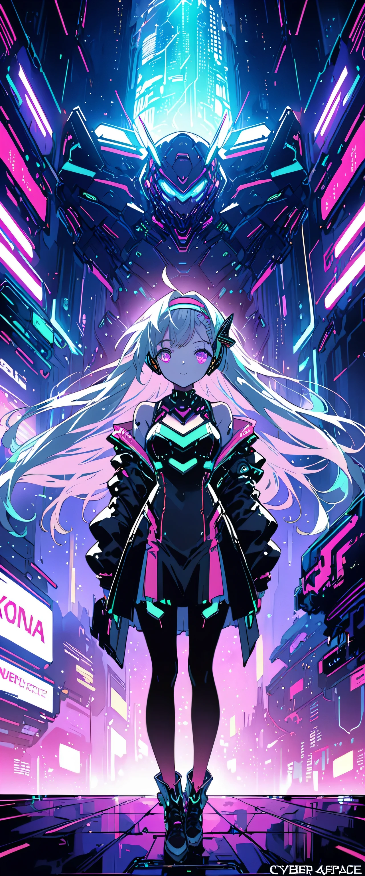 Anime girl wearing a dress and headband standing in front of a building, digital cyberpunk anime art, Digital Cyberpunk - Anime Art, anime cyberpunk art, cyberpunk anime girl, cyberpunk anime girl mech, anime style 4k, Best Anime 4K Kona-chan Wallpaper, cyber high school girl, cyberpunk anime art, portrait anime space cadet girl, future anime girl, Dreamy cyberpunk girl