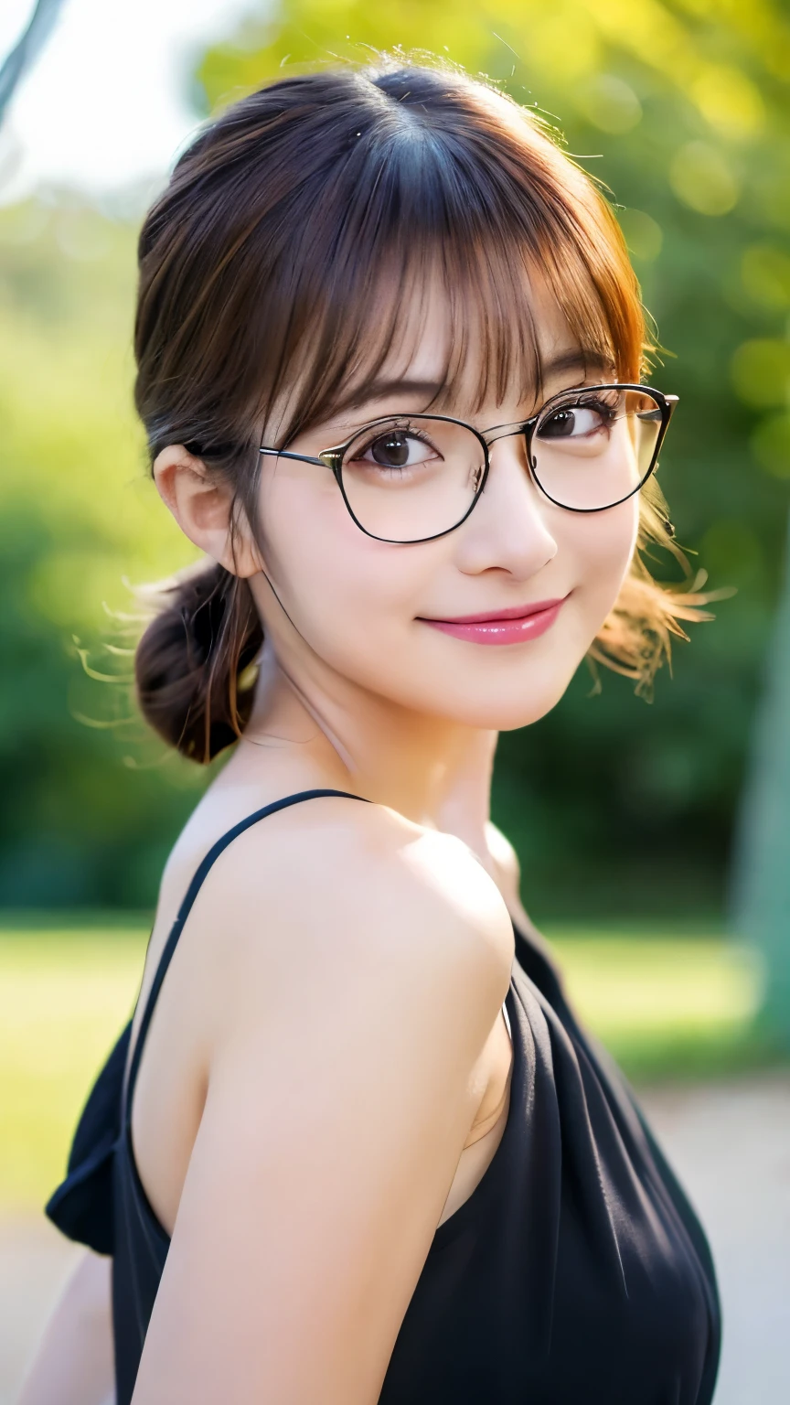 (masterpiece, highest quality, highest quality, )(8K,real photo,Raw photo)detailed face,japanese idol,cute face,natural makeup,((glasses)),random hairstyle,random pose,sexy outfit,Upper body,looking at the camera，smile