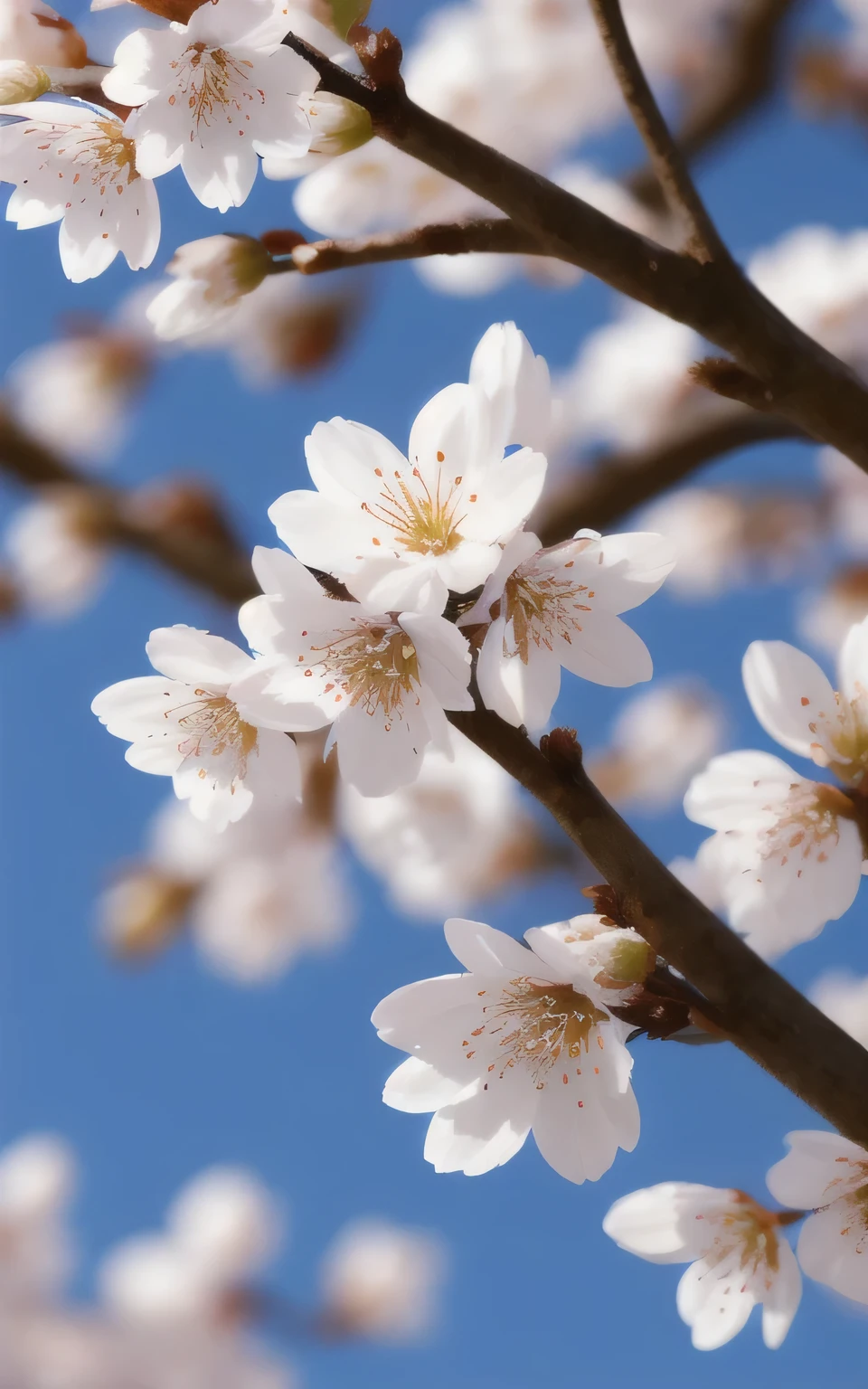 (masterpiece, extremely detailed,best quality,masterpiece:1.1), close up, White cherry blossoms, Bokeh,