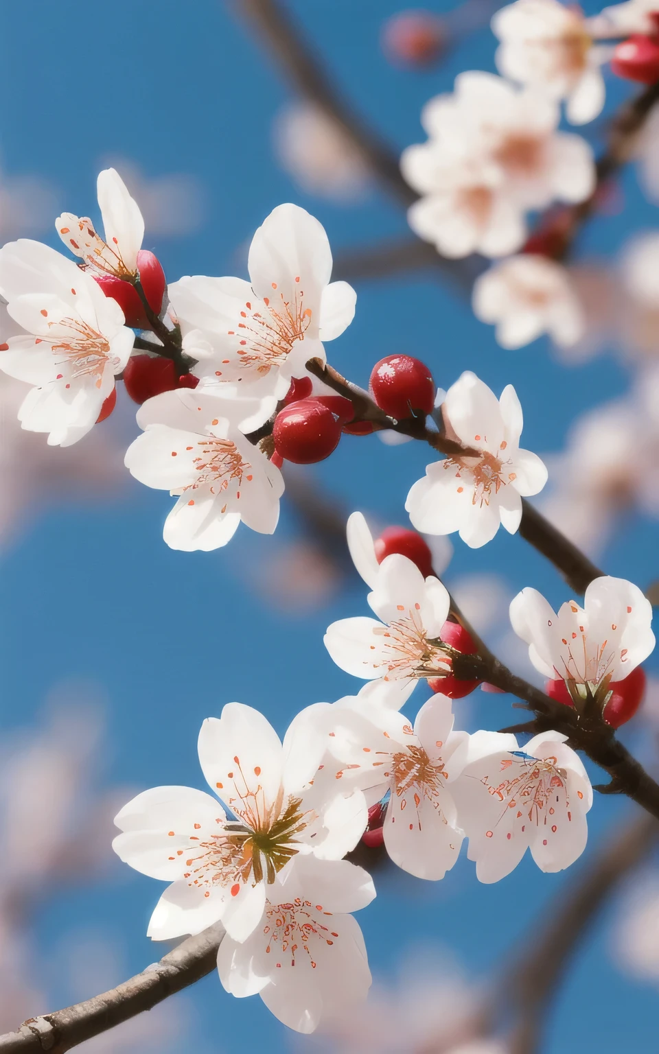 (masterpiece, extremely detailed,best quality,masterpiece:1.1), close up, White cherry blossoms, Bokeh,