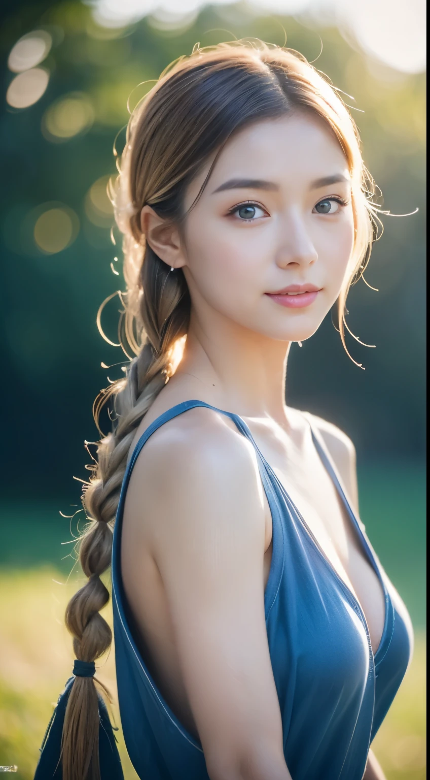 (((32k,very high resolution, high detail, very accurate,傑作girl1))),Raw photo & realistic atmosphere,beautiful dark blue eyes,detailed mouth,glossy lips,fine eyebrows,Soft white skin that shines in every detail,,detailed eyes、Very beautiful eyes with deep blue eyes,lip details、very beautiful face,very well-shaped face、lifelike face,glossy beautiful lips,beautiful eyebrows,infinite reality,best design,(めちゃくちゃ可愛い地味で控えめな日本の18ageの女の子,,toned body,Perfect Gal Leader Model,Beautifully shaped breasts,とても可愛い美girlです,girl:1.5),best natural makeup,japanese id,korean idol,Young sensual idols,Moist eyes,dark beautiful eyes,beautiful butt,beautiful feet,,camel's foot,:1.3),超A high resolution、,natural and realistic face,Backlight,Her pure eyes are too cute,(((photorealism,Take a full body photo))),,reality live action,(simple earrings,necklace,nail art,Colorful poncho,Camping Fashion,Her hair is a mixture of blonde and blue and tied in a braid.,solo,,smile slightly,Full body Esbian:1.7),(show off your whole body fashion,Shining brightly15age ,outdoor hat,Camping night bonfire,hiking boots:1.8),(Intricate and beautiful tattoo art on the neck:1.9)