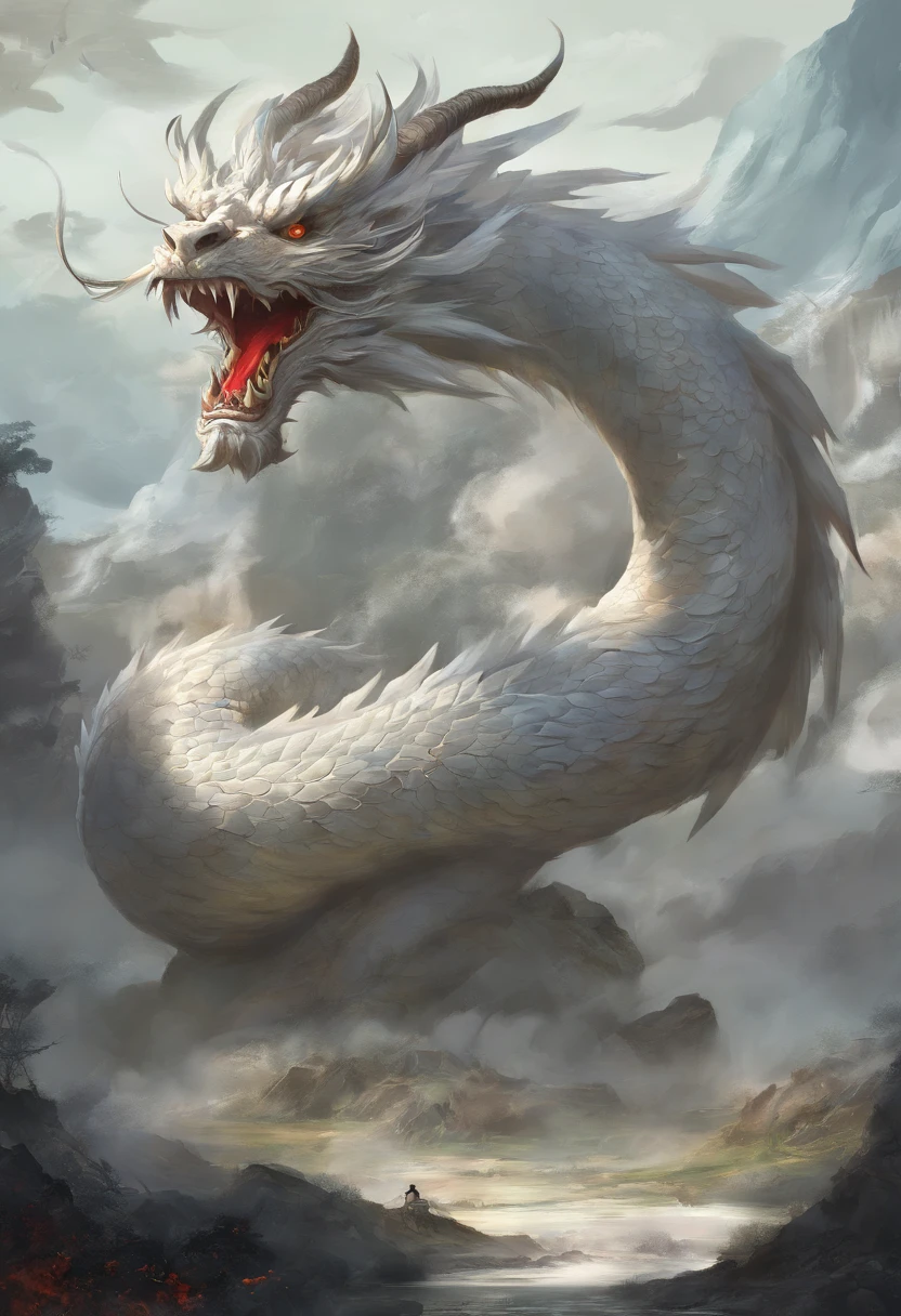 chinesedragon, enorme, gigantesco imagem colorida, white dragon, sheilong