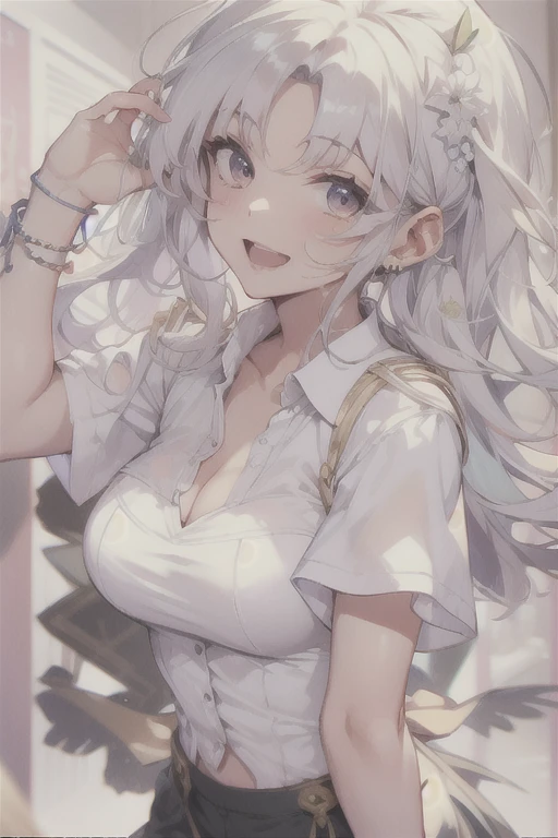 (Low Saturation:1.5),anime,1girl,pov,masterpiece,Awards, high quality,High resolution,HD,4K,8K,high quality,portrait,simple background,closeup upperbody,white clothes,Independently deformed breasts,shruged,viscous paint,(swiping breasts:1.3),oily skin,Slimy Cleavage,(Cleavage Bulge,deformed to flat breasts:1.4),(Medium breasts:1.2),Compressed chest,camisole,Crop tops,(Enhance breasts pose:1.3),sriped strap,perspective,perfect skin,smile,pale color tone