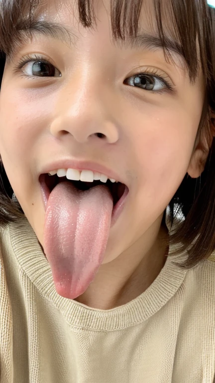 4k、realistic depiction、beautiful image quality、Japanese、beautiful girl、8-year-old、primary school student、女子primary school student、mouth、baby face、主にmouthを大きく描きます、mouthを画面の主要部分として描画します、look up、大きく開いたmouth、tongue、長いtongue、tongueをmouthから出す、mouthの中が見える、mouthを開けて喉を見せてください、Throat is visible、mouthの中が見える、ヌルヌルのtongue、Plenty of saliva、綺麗なtongue、汚れたtongue、臭いtongue、