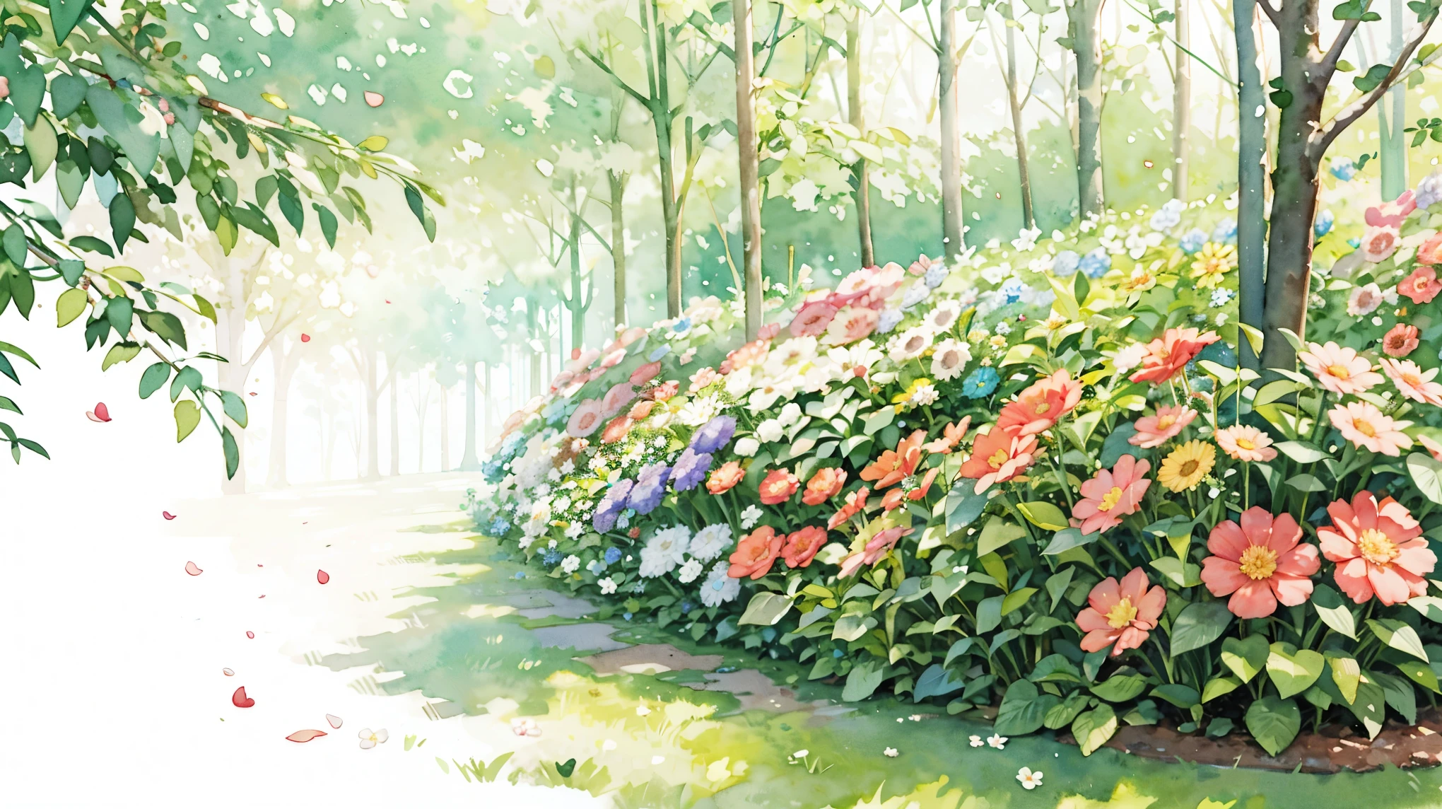 flower garden background,cutewatercolor