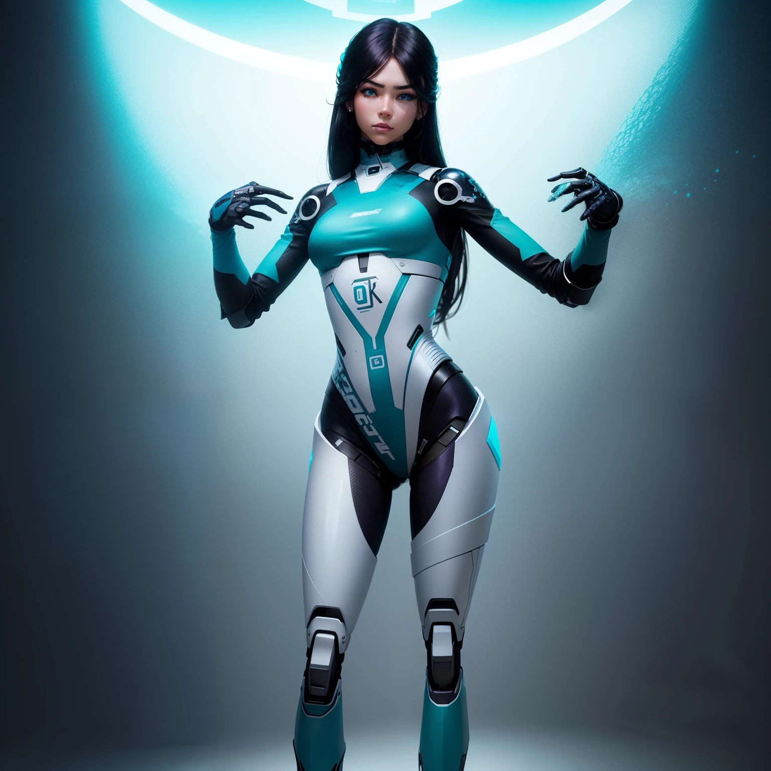 create a western style does not change details does not change colors does not change clothing details high quality high definition 8k facial details maintain proportions maintain turquoise color retain purple color retain white color maintain transitions between colors shaded retain robot style