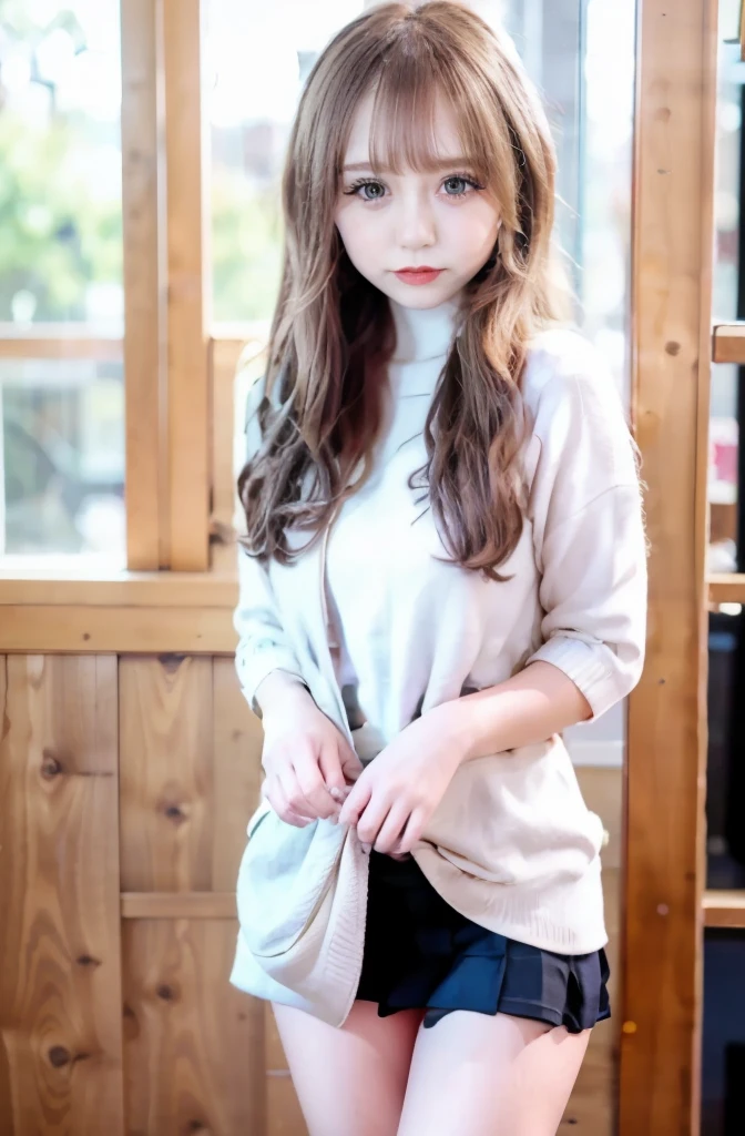 NFSW,((panty shot:1.3)),((skirt lift:1.3)),((panty shot:1.3)),((skirt lift:1.3)),((panty shot:1.3)),((skirt lift:1.3)),1 girl, single, alone, Beautiful woman、((I could see the whole body:1.3))、 ((middle wave hair, bangs, brown hair)), ((brown eyes, beautiful eyelashes, realistic eyes)), ((detailed face, blush:1.2)), ((smooth texture:0.75, realistic texture:0.65, realistic:1.1, Anime CG style)), perfect body, (( white shirt)), ((black skirt:1.3)), 1 girl,(highest quality,4k,8K,High resolution,masterpiece:1.2),1 Beautiful woman,18-year-old,35mm lens,f/1,considerable breasts,soft sunlight,bright colors,playful expression