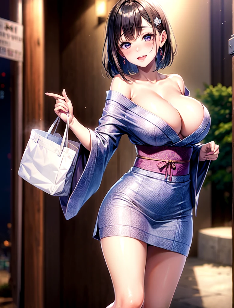 ((highest quality)), ((masterpiece)), ((perfect face))、big breasts、bob hair、the skirt is rolled up、show panties、orgasm、flushed face、Ahegao、yukata