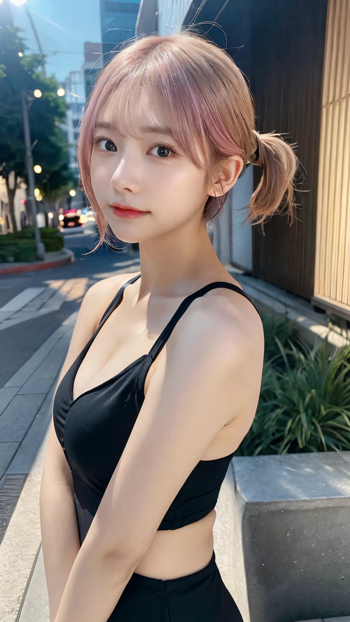sitting on a park bench、lightly dressed、exposed、thin white shirt、(highest quality,masterpiece:1.3,超A high resolution,),(super detailed,caustics),(Photoreal:1.4,RAW shooting,)ultra-realistic capture,very detailed,High definition 16K for human skin、 Natural skin texture、、Skin looks even-toned and healthy、 Use natural light and color,one woman,Japanese,,cute,pink haired,middle hair,(Depth of the bounds written、chromatic aberration、、wide range of lighting、natural shading、)、(Outdoor lights during daytime:1.4)、(hair swaying in the wind:1)、short hair、Put on your ears、swimsuit