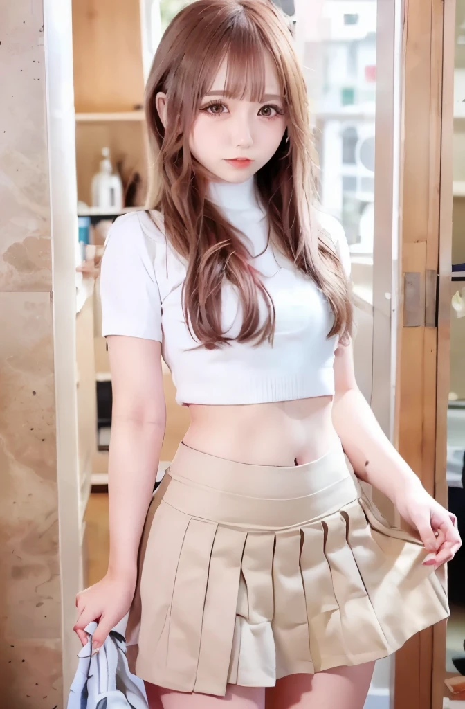 (((NFSW:1.3)),((I can see the pants)),((panty shot:1.3)),((skirt lift:1.3)),((panty shot:1.3)),((skirt lift:1.3)),((panty shot:1.3)),((skirt lift:1.3)),1 girl, single, alone, Beautiful woman、((I could see the whole body:1.3))、 ((middle wave hair, bangs, brown hair)), ((brown eyes, beautiful eyelashes, realistic eyes)), ((detailed face, blush:1.2)), ((smooth texture:0.75, realistic texture:0.65, realistic:1.1, Anime CG style)), perfect body,  (( white shirt)), ((black skirt:1.3)), 1 girl,(highest quality,4k,8K,High resolution,masterpiece:1.2),1 Beautiful woman,18-year-old,35mm lens,f/1,considerable breasts,soft sunlight,bright colors,playful expression