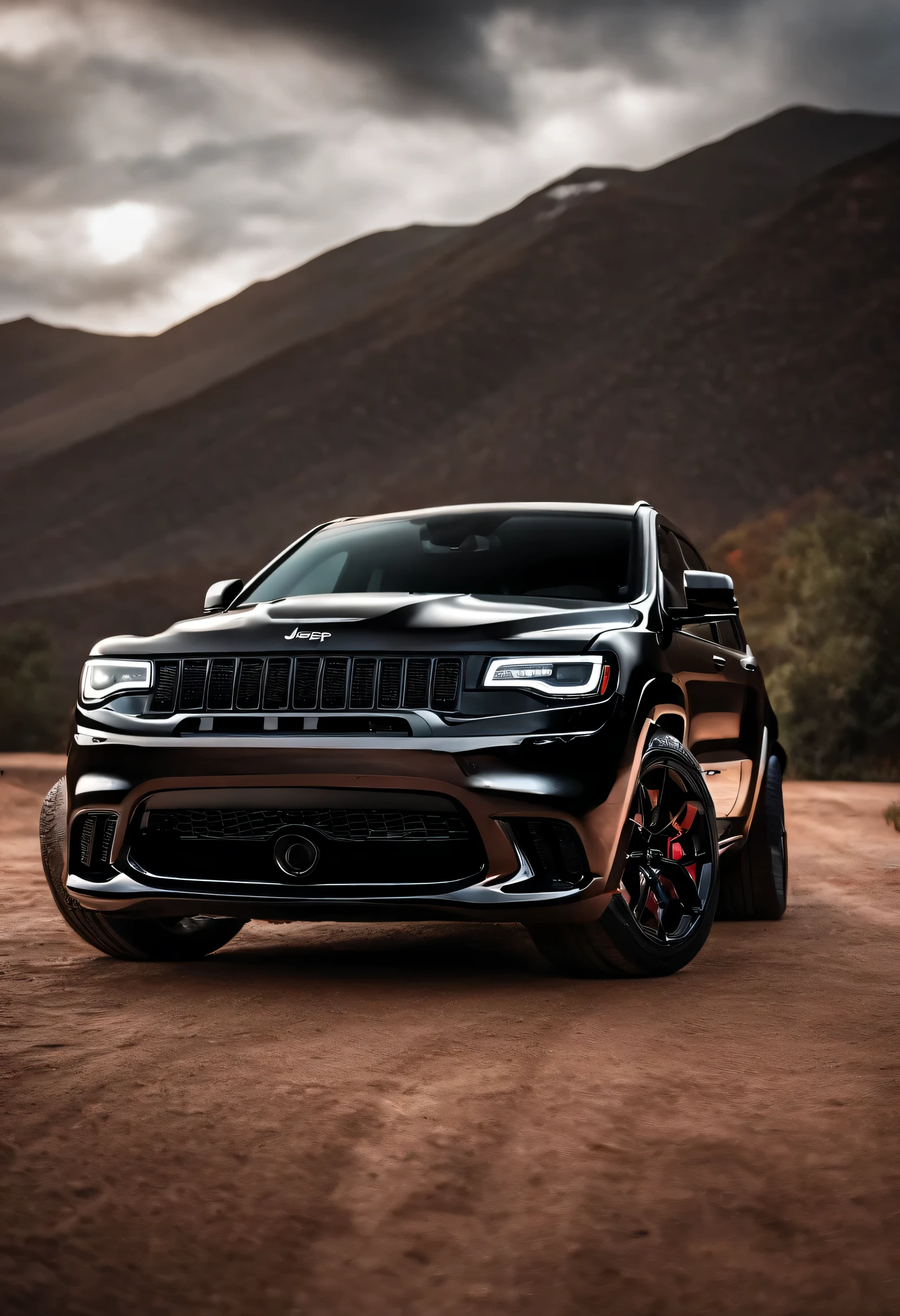 jeep trackhawk, hellcat, bigwheels, srt, dodge and jeep, hp, wild, 3D, V8, SUV, bodykit