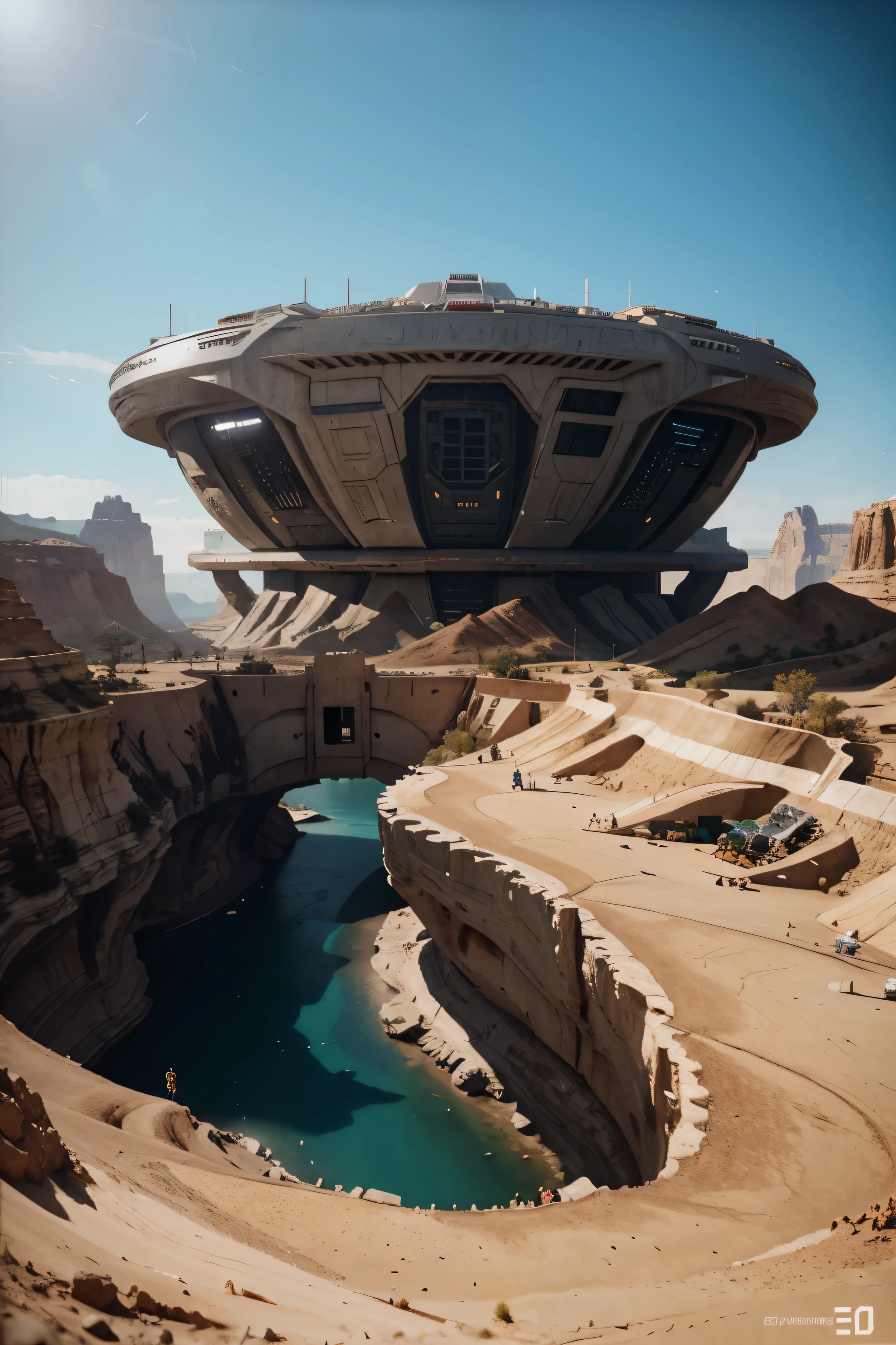 there is one futuristic metallic cyberpunk building, there is a dry canyon, no humans, no vehicles, a detailed matte painting inspired by Filip Hodas, retrofuturism, 3d render of one scifi huge stadium built into side of the canyon, with a maze surrounding it, futuristic huge stadium, futuristic base, rendered in redshift, rendered in keyshot, scifi base, rendered in unreal engine 5, super rendered in octane render