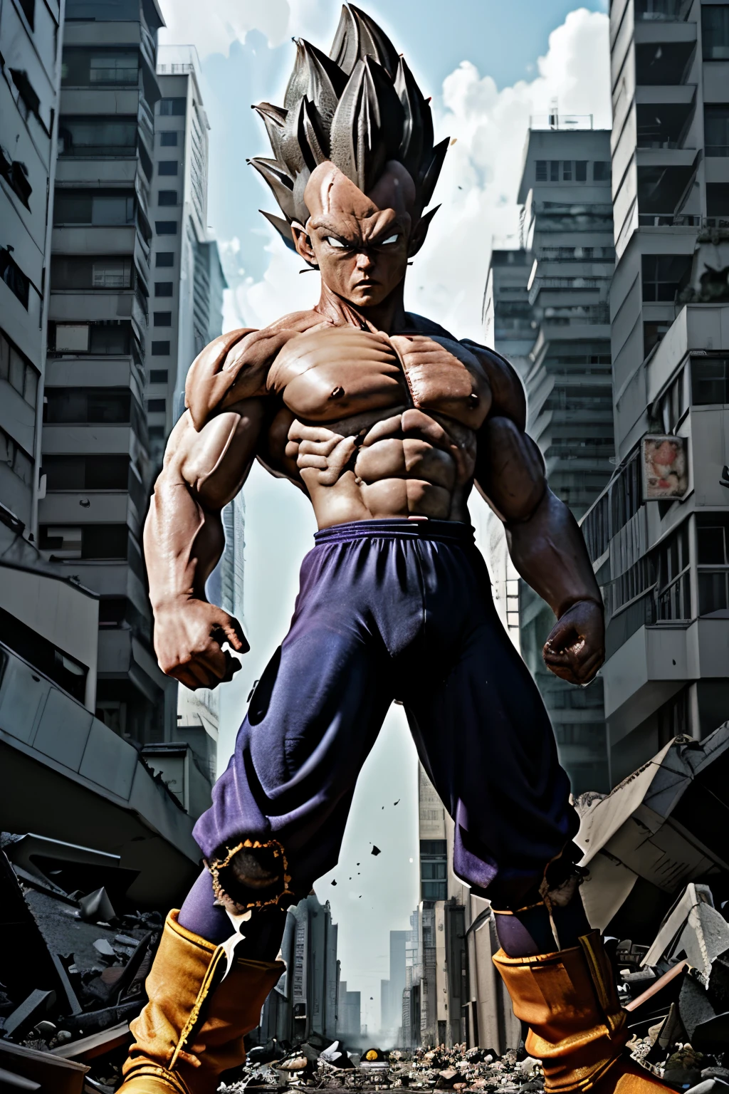 Vegeta dragonball angry big body in the broken city