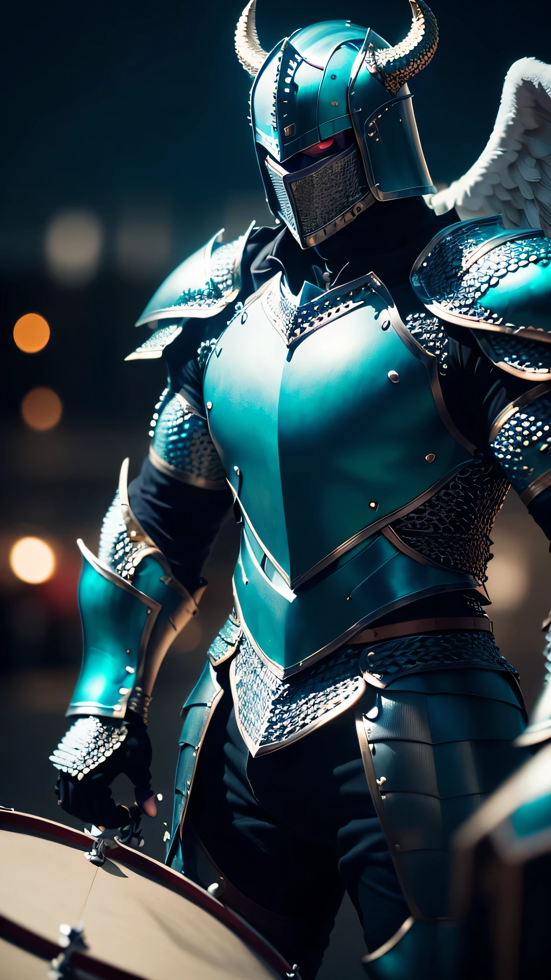Create a gauntlet that goes from the hand to the shoulder covered in blue scales/Glace.