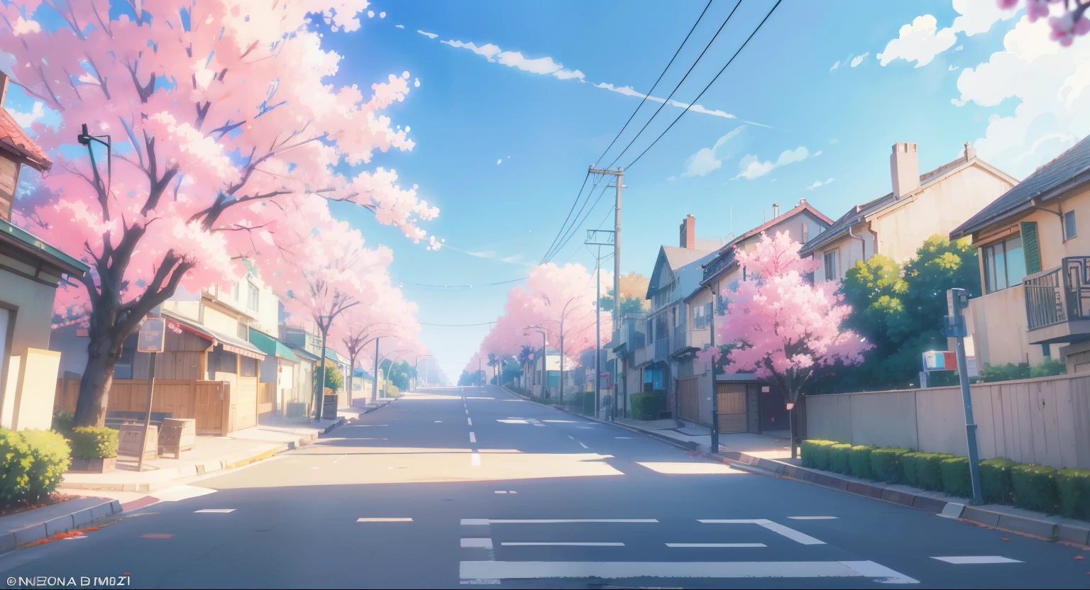 anime scenery of a street with a bicycle and a flowering tree, beautiful anime scene, beautiful anime scenery, animated beautiful peace scene, animated background art, anime scenery, animated background, anime movie background, colorful anime movie background, anime scene, Makoto Shinkai. —h 2160, ( ( Makoto Shinkai ) ), style of Makoto Shinkai