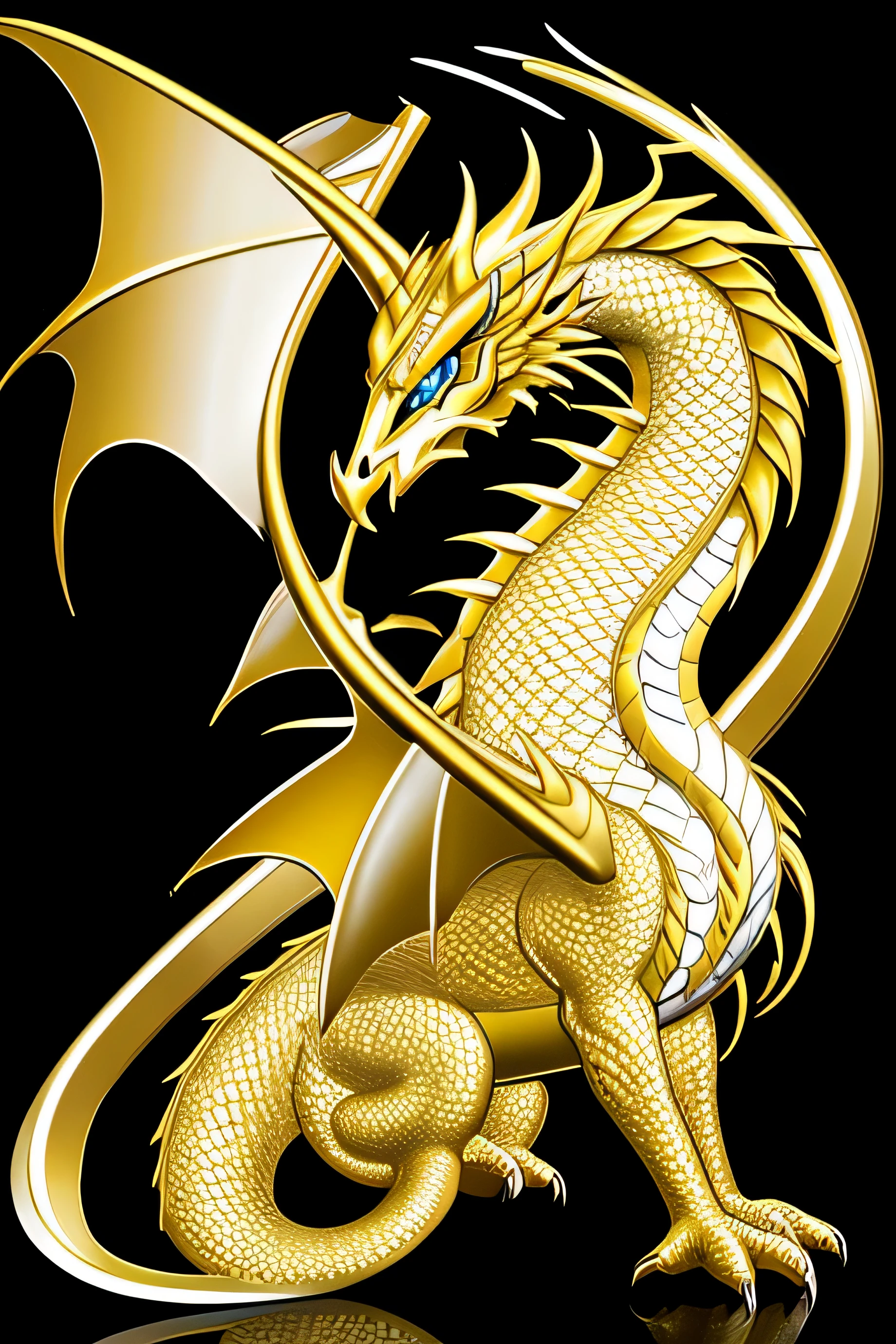 white and gold dragon